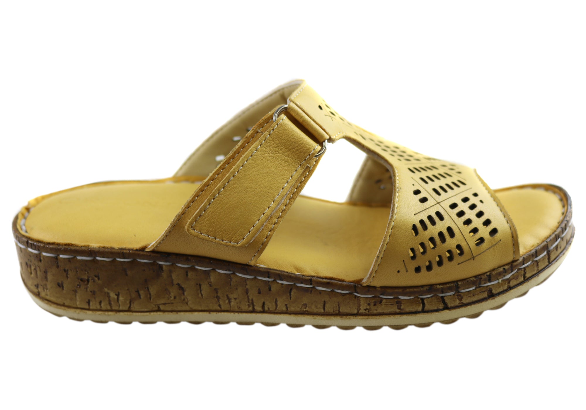Orizonte Women's Comfortable Leather Slides Sandals - European Style Saffron Slippers for Home, Beach & Casual Wear