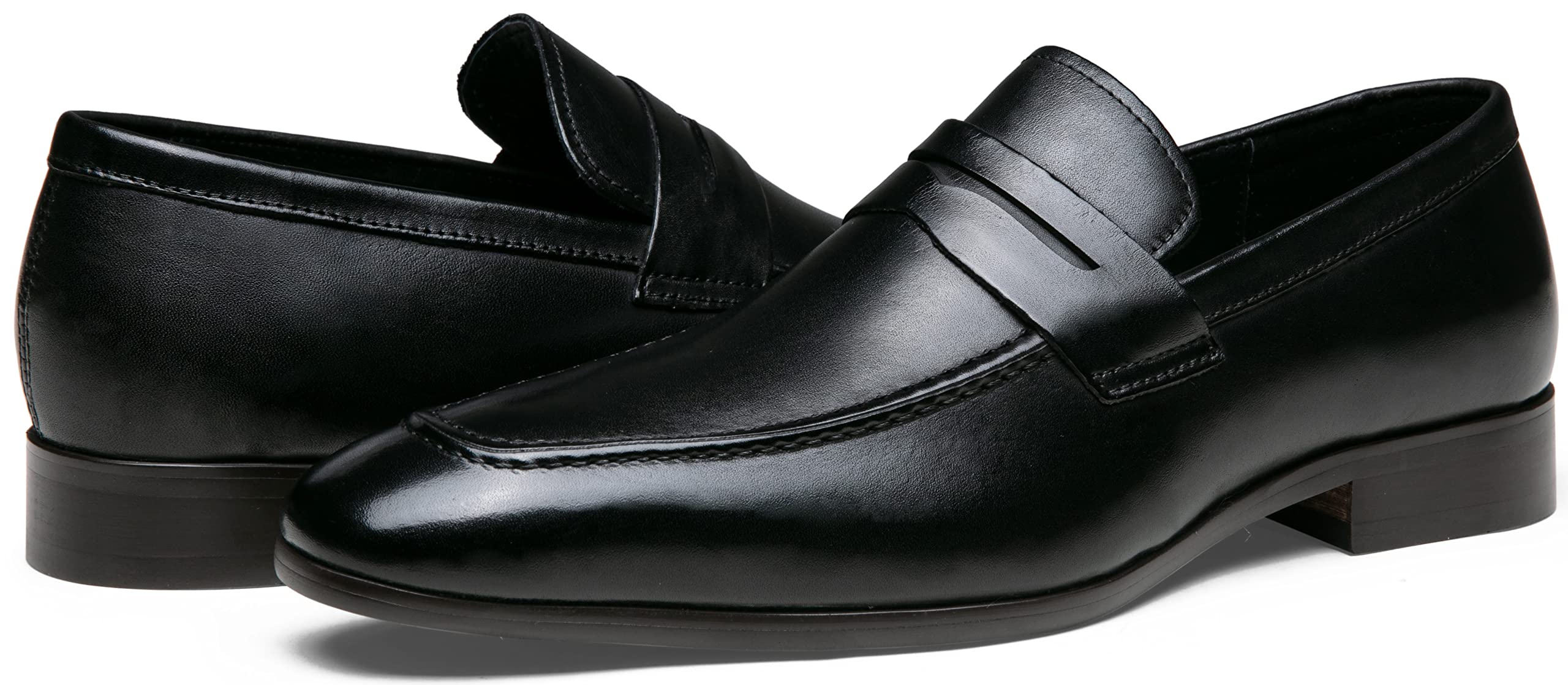 Premium Men's Penny Loafers - Genuine Leather Slip-On Dress Shoes for Business & Formal Occasions - Comfortable Office Work & Wedding Shoes for Men