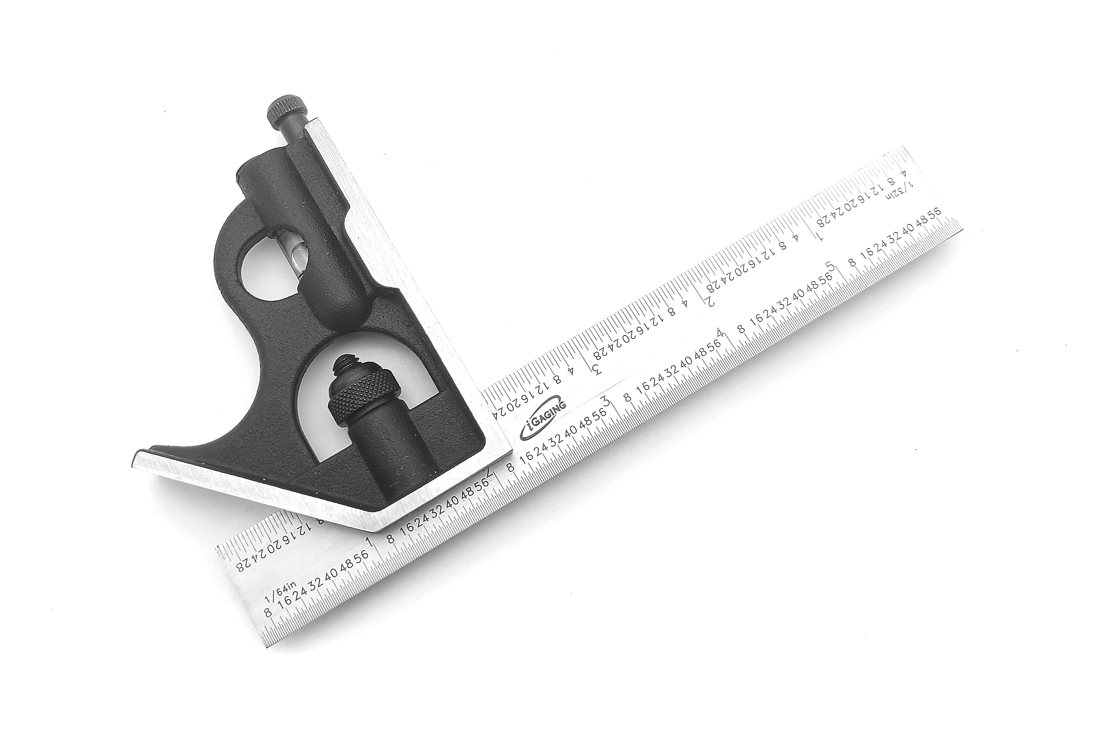 iGaging 6-Inch & 4-Inch Precision Combination Square Set - Stainless Steel Ruler with 1/8, 1/16, 1/32 & 1/64 Graduations - Perfect for Woodworking, Metalworking & DIY Projects