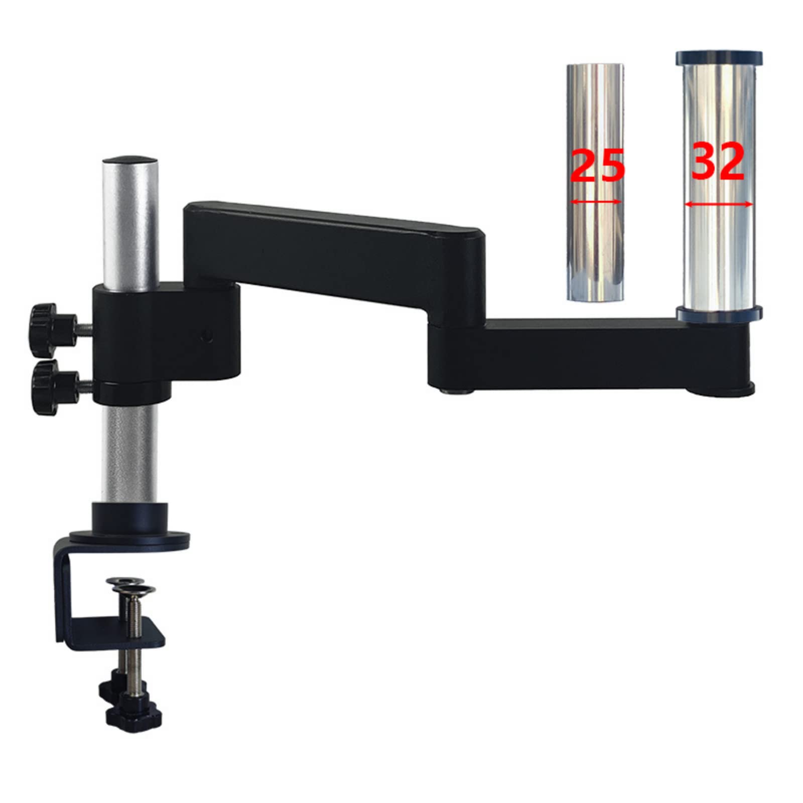 360° Rotatable Microscope Articulating Arm Stand with Universal Clamp - Compatible with Stereo Trinocular Microscopes, HDMI Cameras & Phones (25mm/32mm Clamp) - Perfect for Soldering, Repair & Lab Work