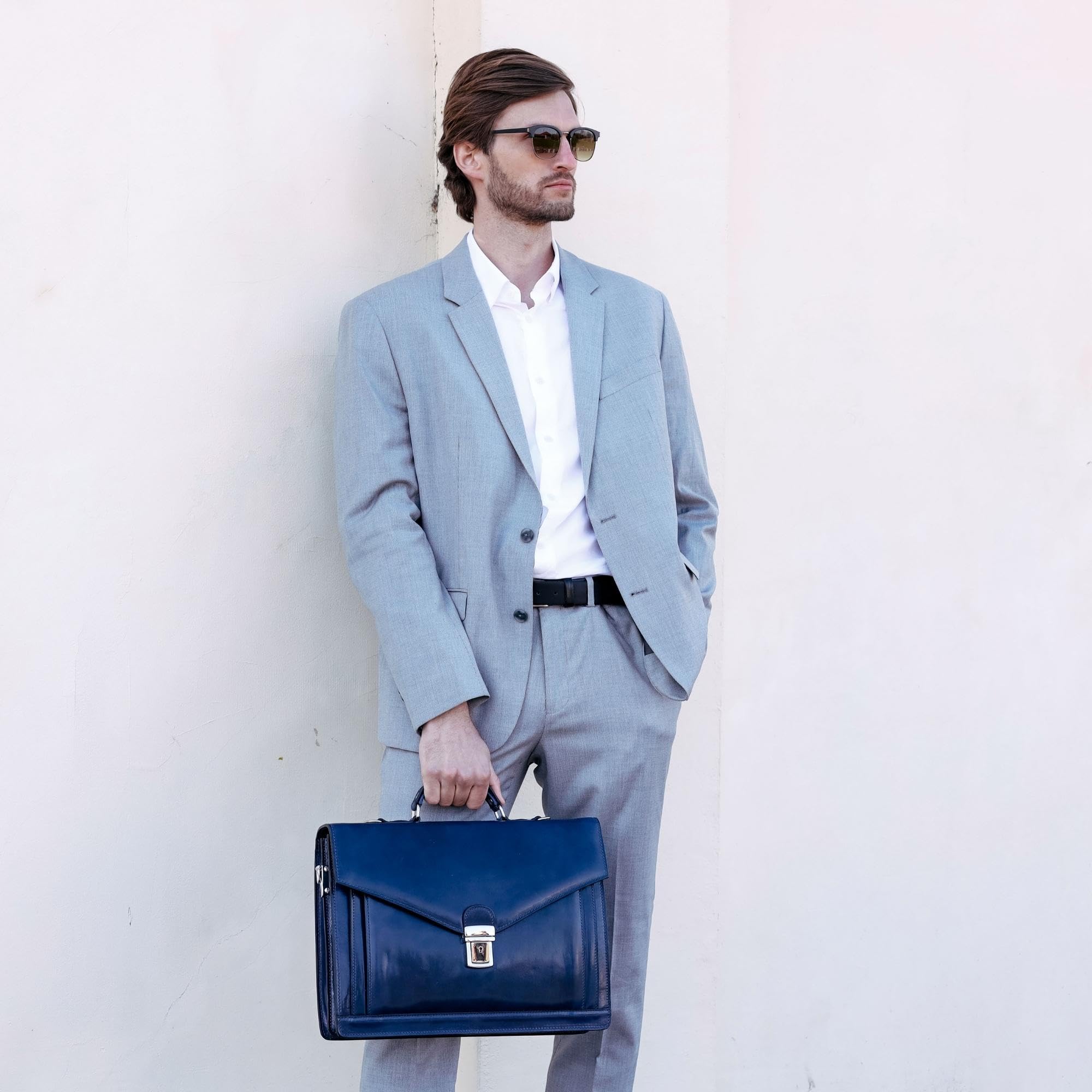 Premium Italian Handmade Leather Briefcase for Men - Durable Business Laptop Bag with Time Resistance - Professional Attache Case with Gift Box - Perfect for Office, Travel & Executive Gifts