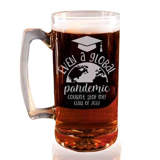 Class of 2022 Graduation Beer Mug - Funny Pandemic Proof American Sign Letters Glass - Perfect Graduation Gift for College & High School Grads - Great for Parties, Celebrations & Home Decor