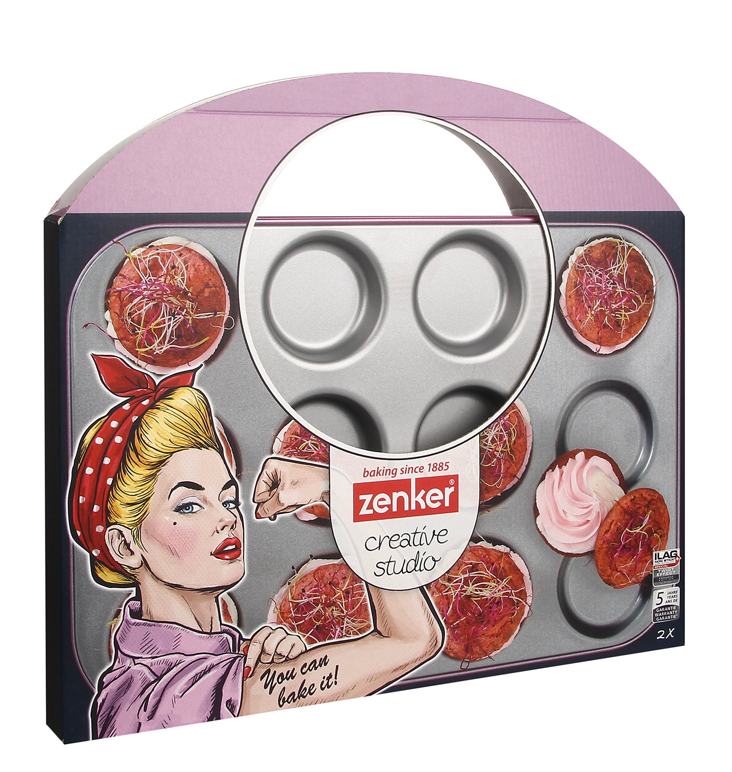 Non-Stick Whoopie Pie Baking Tray Set of 2 - Pink & Silver Cookie Pan for 12 Whoopies - Perfect for Home Baking, Parties & Gifts