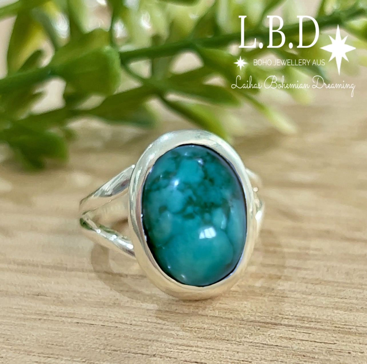 Laihas Oval Turquoise Ring for Women - Handmade Sterling Silver Boho Jewelry - Perfect for Casual Wear, Gift Giving & Special Occasions