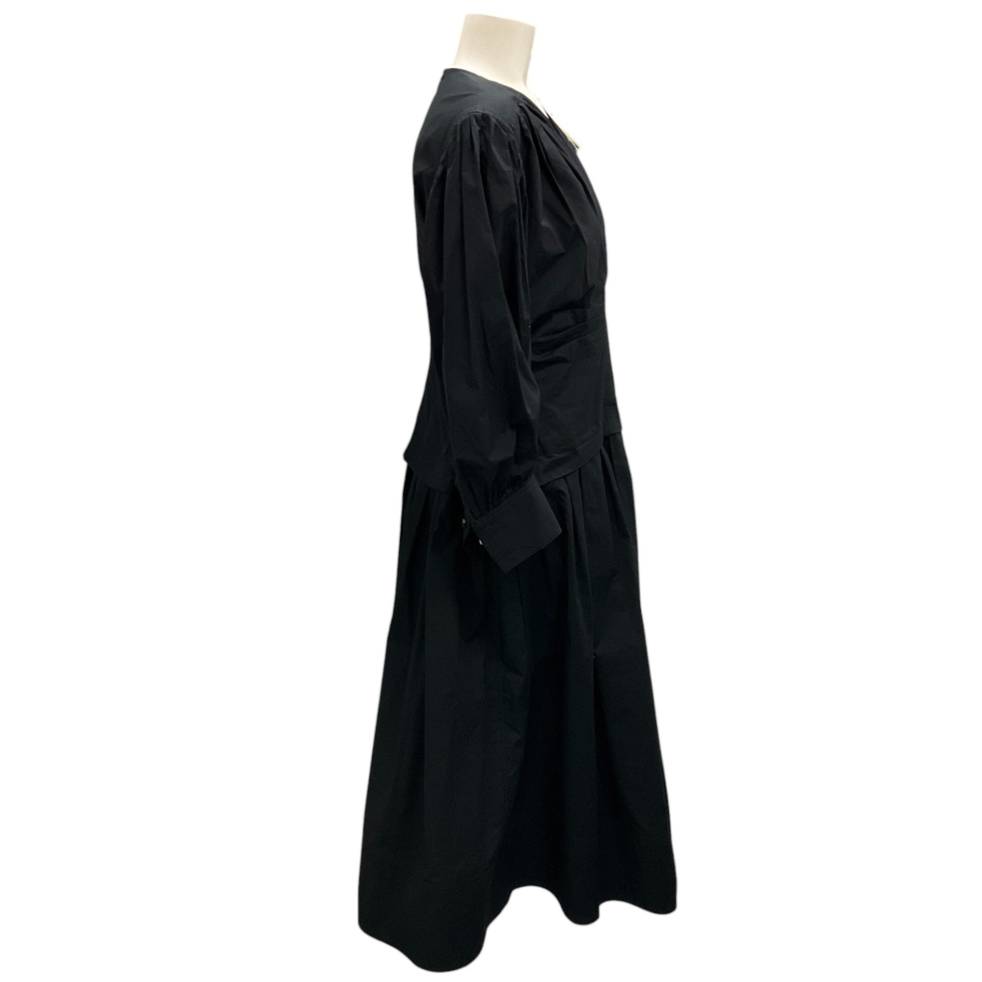 Proenza Schouler Black Poplin V-Neck Midi Dress for Women | Elegant Formal & Cocktail Party Wear | Office to Evening Outfits