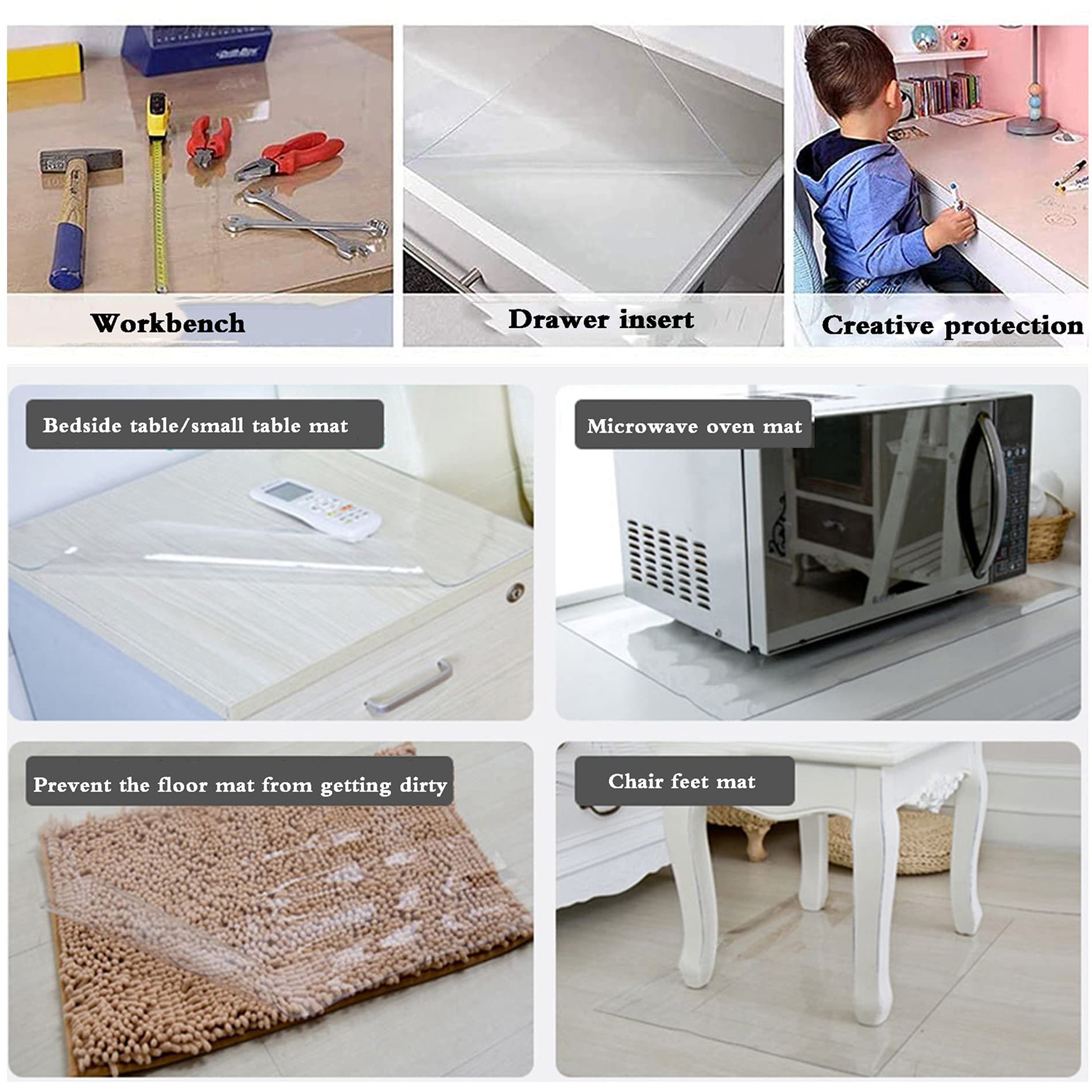 Waterproof PVC Tablecloth Protector - Transparent Table Cover Pad for Coffee Table, Dining Table, Office Desk, Nightstand | Spill-Proof, Easy to Clean for Home, Kitchen & Office Use