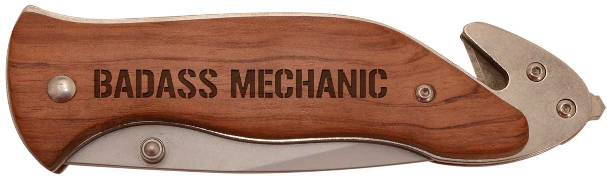 Custom Laser Engraved Stainless Steel Folding Survival Knife - Perfect Mechanic Gift for Men, Dad, Husband | Outdoor Camping, Hiking, Emergency Tool