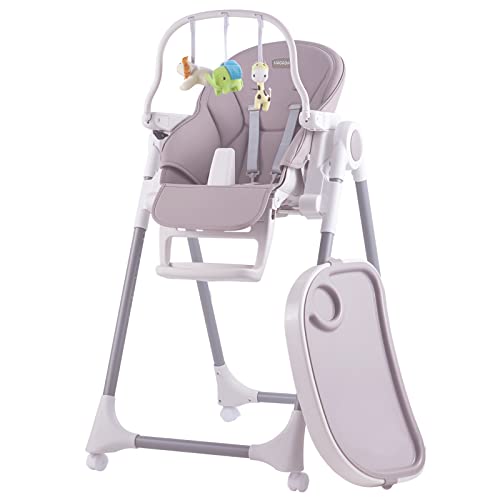 HAGADAY Compact Folding Baby High Chair with Reclining Seat - Adjustable Toddler Feeding Chair, Space-Saving Design (Gray) - Perfect for Home, Restaurant & Travel Use