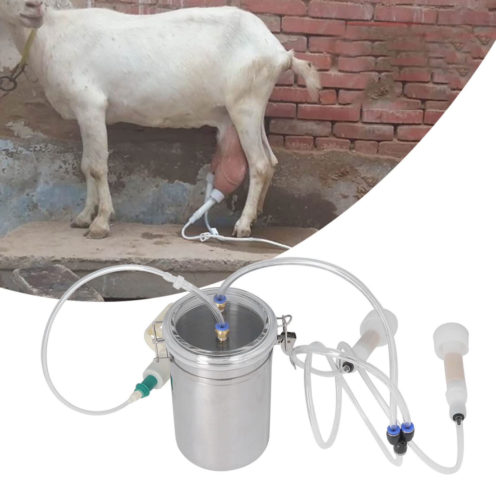 2L Manual Goat Milker Kit - Stainless Steel Portable Milking Machine for Farms & Livestock - Ideal for Dairy Goat Milking, Small Farms & Homestead Use