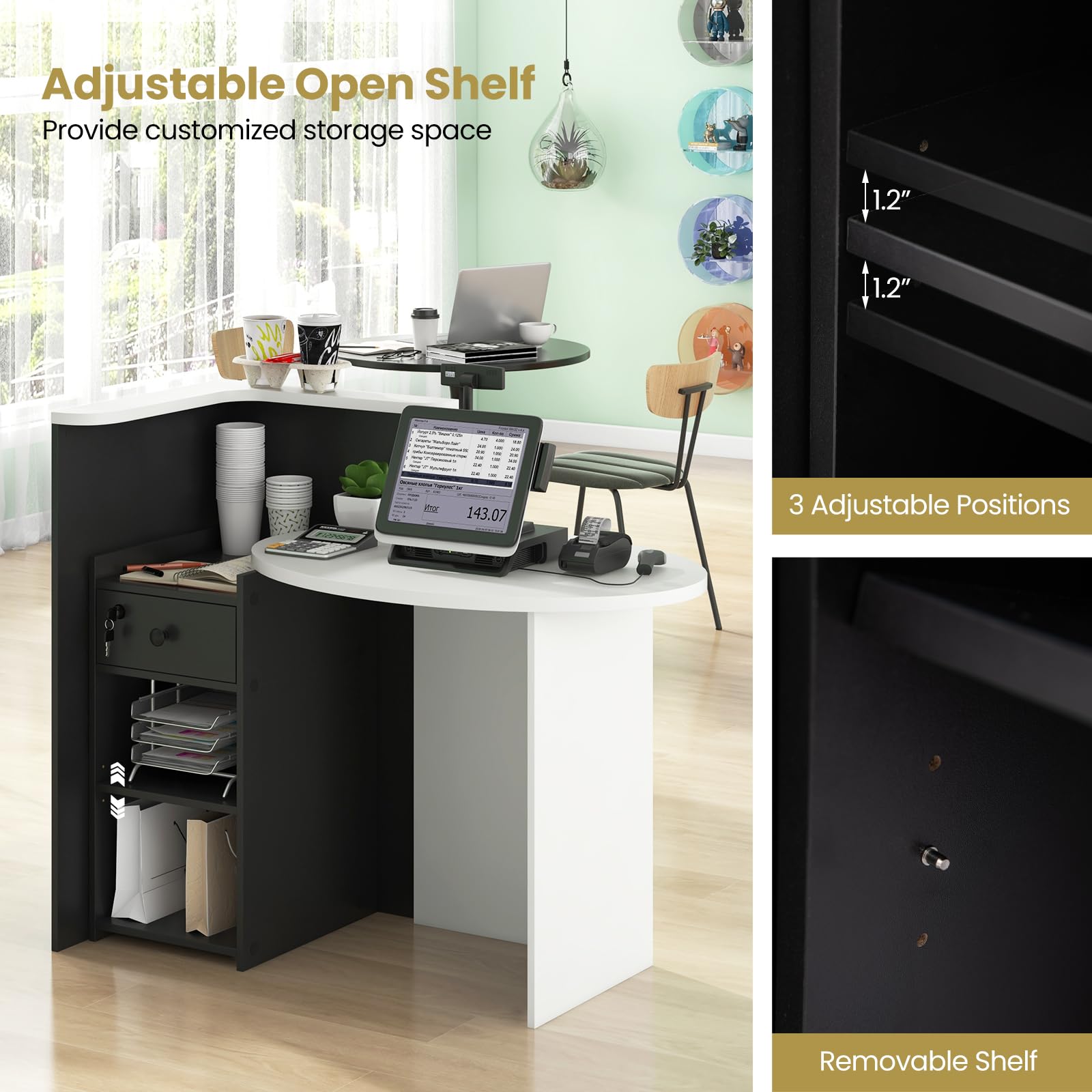 Giantex Reception Desk with Lockable Drawer - 63