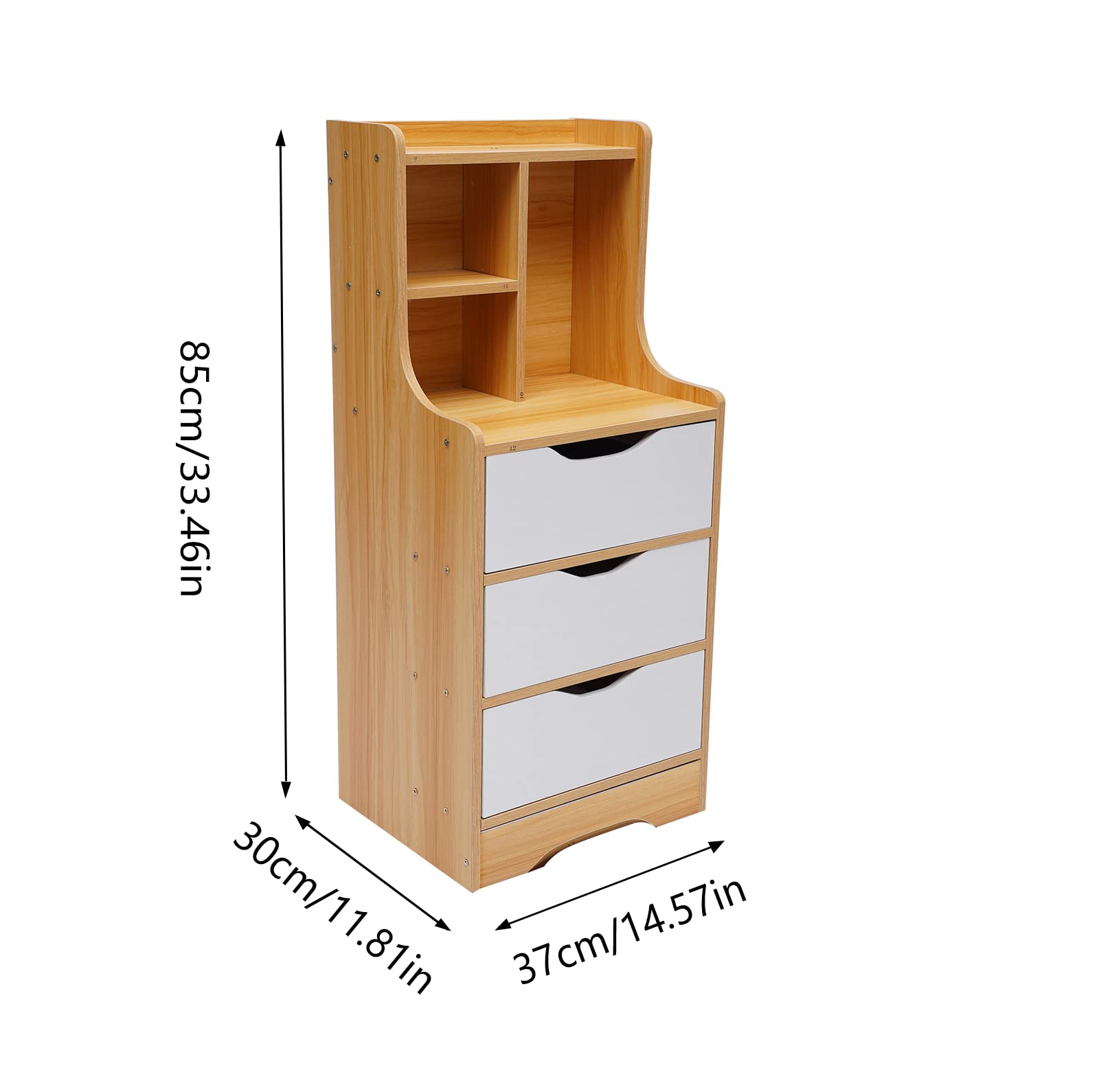 Modern Nightstand with 3 Drawers & Open Shelf Storage - Bedside Table for Bedroom, Dorm, Apartment - Easy Assembly Wooden Side Cabinet (Perfect for Storing Books, Lamps & Bedroom Essentials)