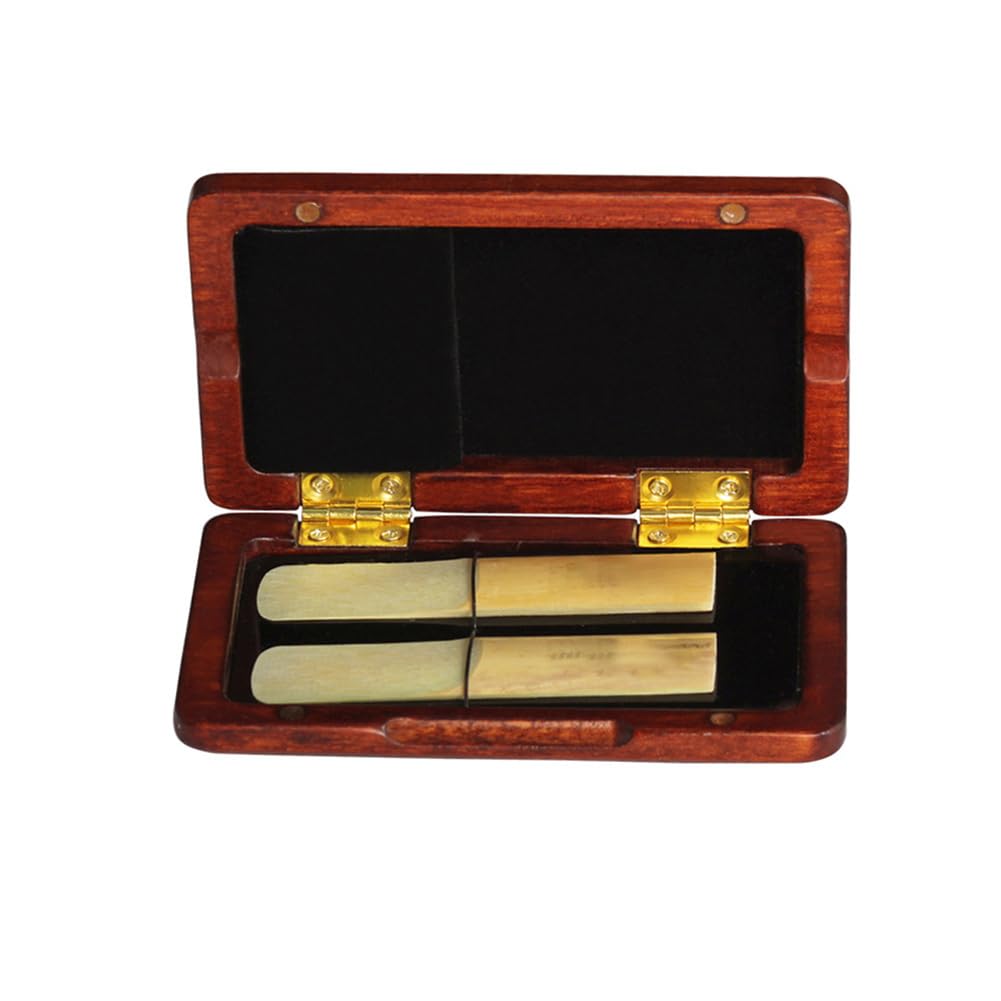 Premium Wooden Saxophone Reed Case for Alto & Tenor Sax - Holds 2 Reeds - Durable Clarinet Reed Storage Box - Perfect for Musicians, Students & Professionals - Ideal for Practice, Performances & Travel