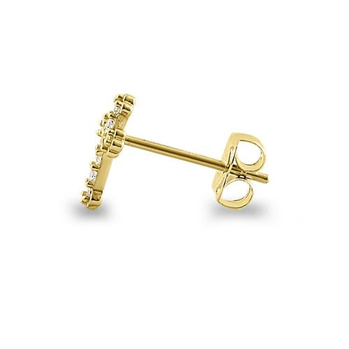 14K Yellow Gold CZ Cross Stud Earrings for Women - Hypoallergenic Cubic Zirconia Earrings for Daily Wear, Gift, Church & Special Occasions