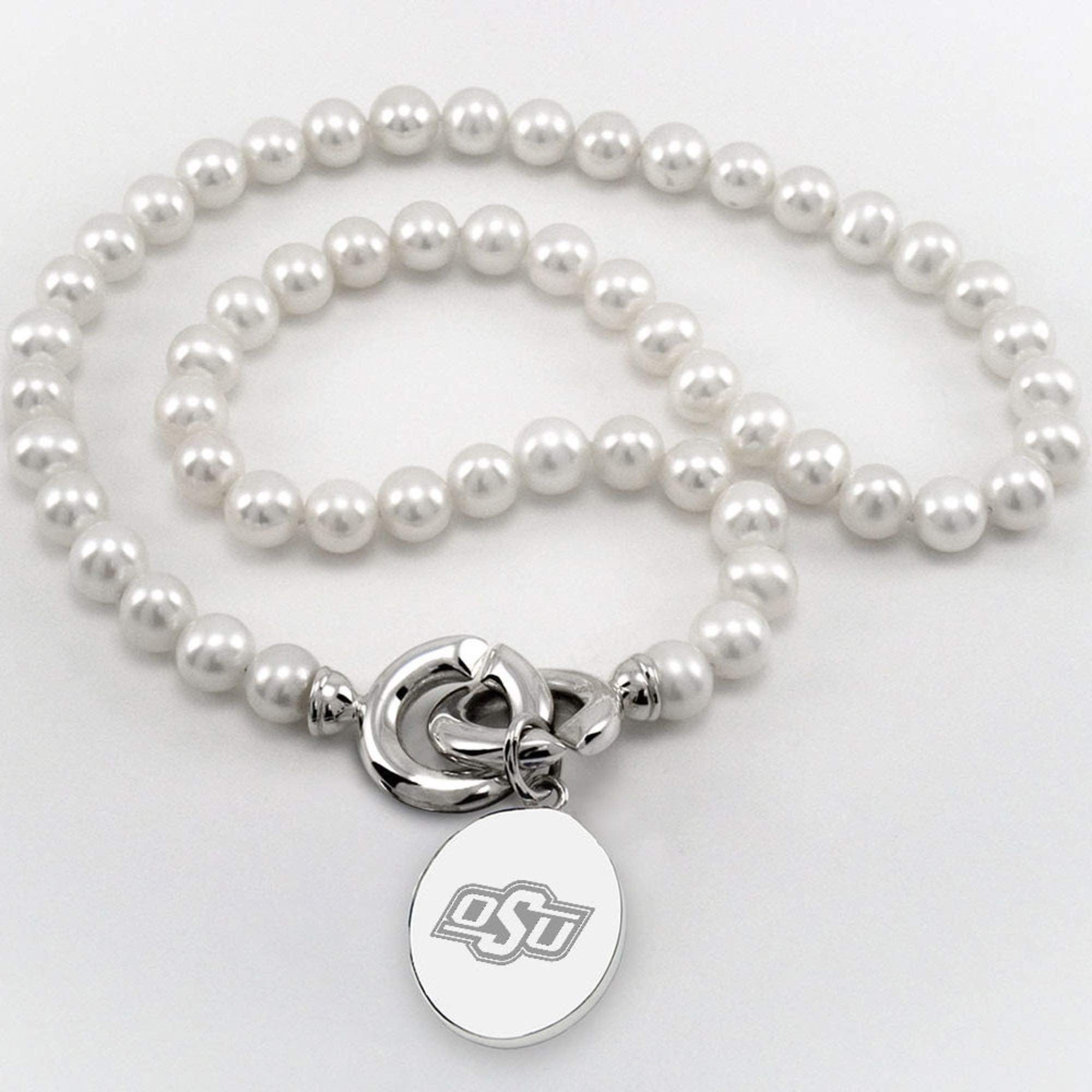 Oklahoma State University Pearl Necklace with Sterling Silver Charm - Elegant Graduation Gift for Her, Cowgirl Jewelry, Homecoming Accessories | Perfect for Graduation, Game Day & Special Occasions