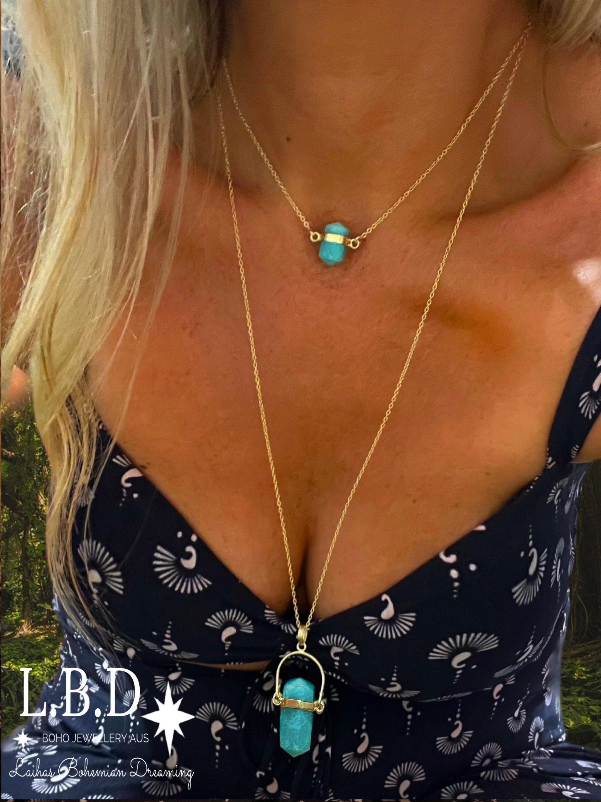 Amazonite Crystal Necklace for Women - Gold Plated Healing Stone Jewelry for Positive Energy & Stress Relief - Perfect for Meditation, Yoga & Spiritual Gifts