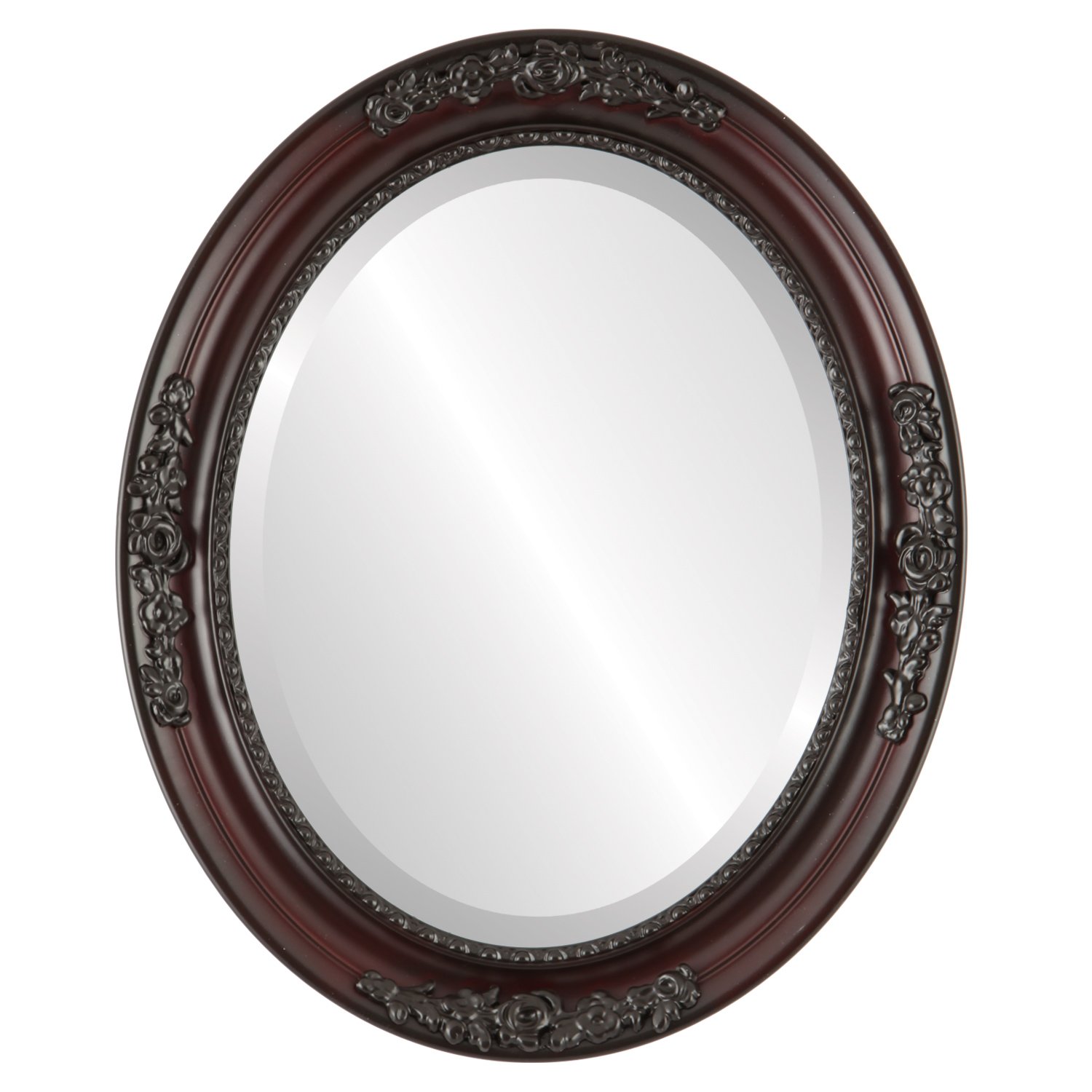 Oval Beveled Wall Mirror - Versailles Style Rosewood Frame - 24x28 Inches - Elegant Home Decor for Living Room, Bedroom & Entryway