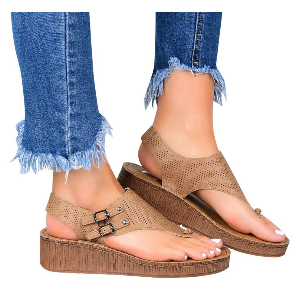Women's Boho Beaded Platform Sandals - Summer Casual Cross Strap Flat Shoes for Beach, Vacation & Outdoor Walking | Comfortable & Stylish Slippers by Gibobby Prime