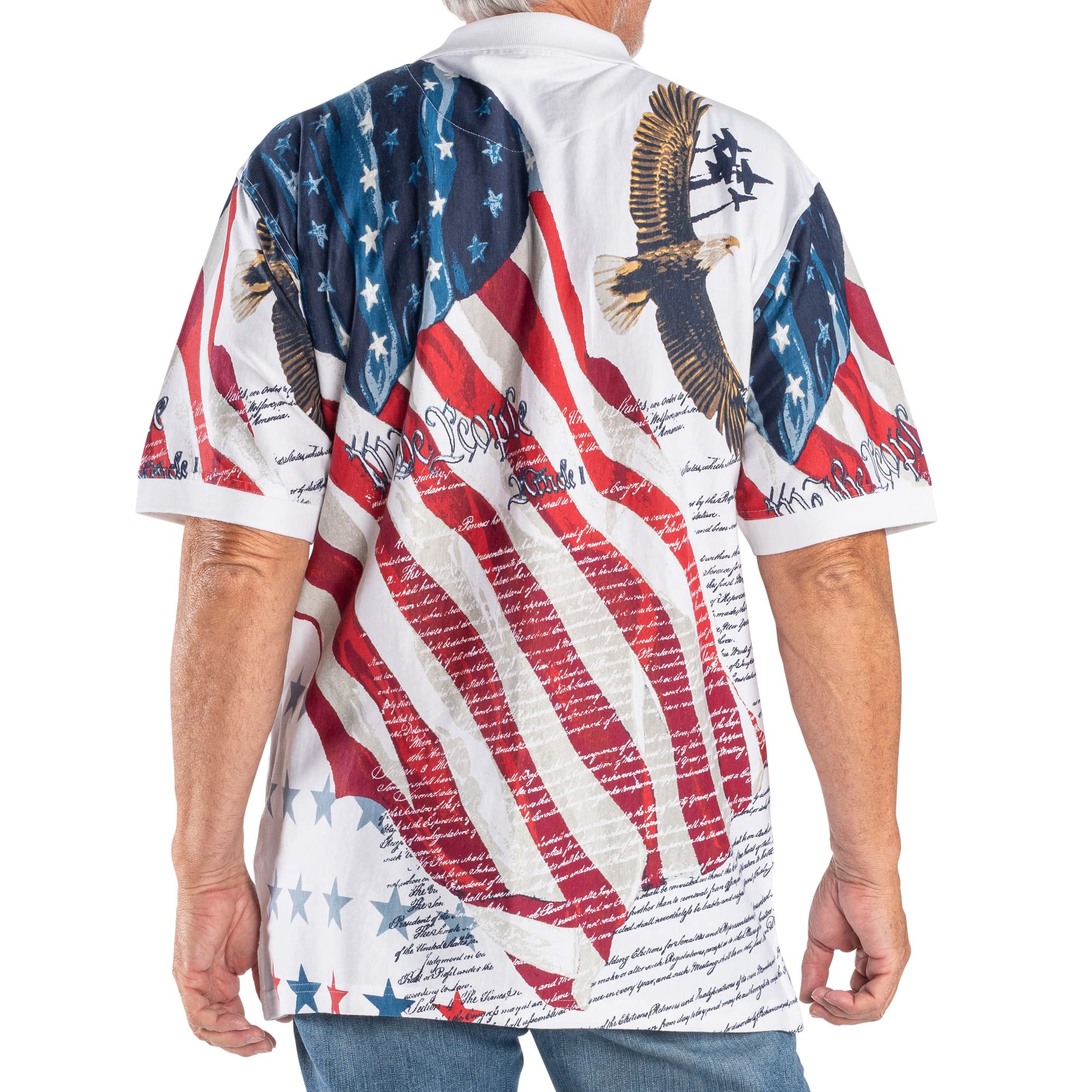 American Flag Polo Shirt for Men - Patriotic Cotton 4th of July Shirt with Button Closure - XL Size - Perfect for Independence Day Celebrations, BBQ Parties & Outdoor Events