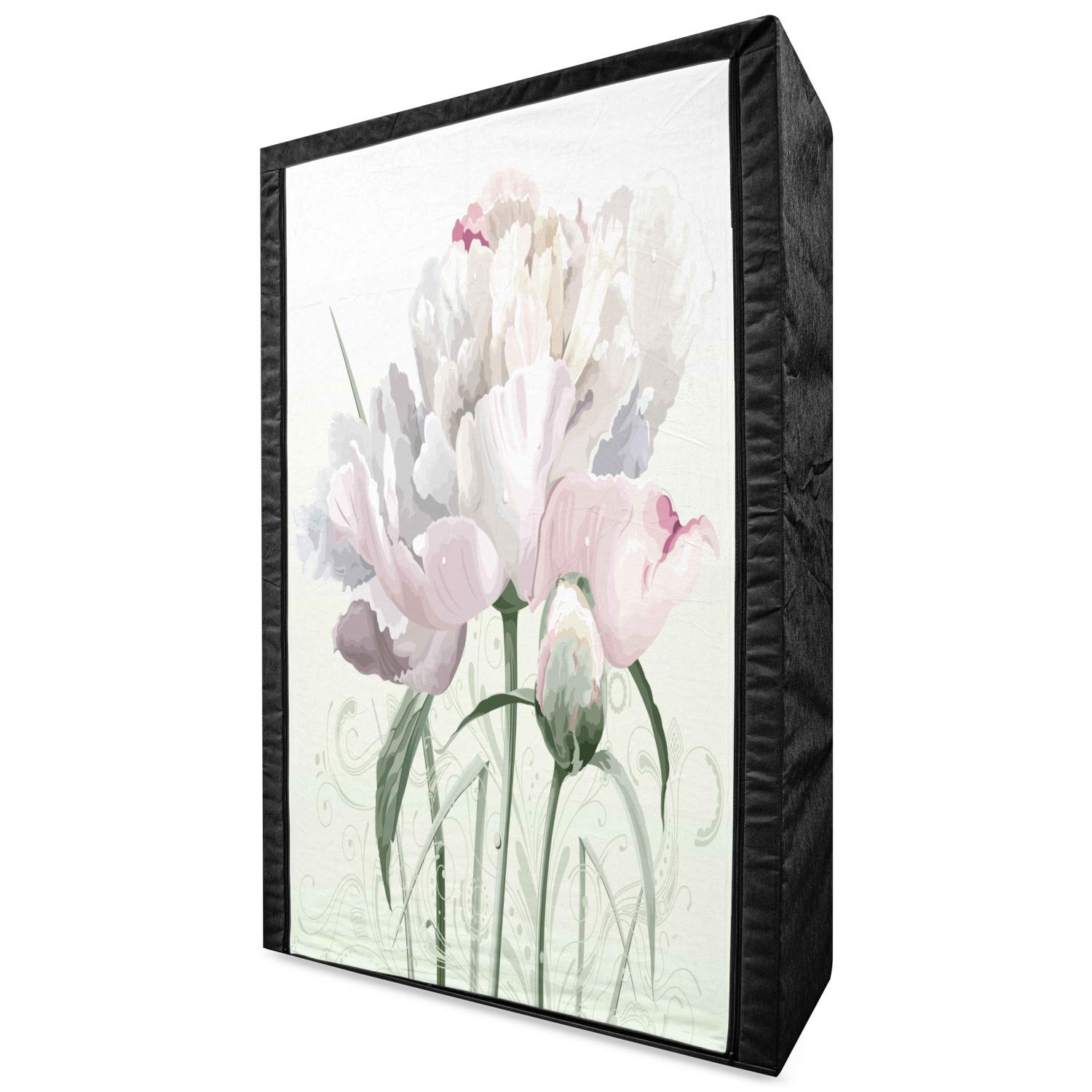 Ambesonne Floral Fabric Wardrobe - Pink Roses & Tulips Abstract Print, 42.5
