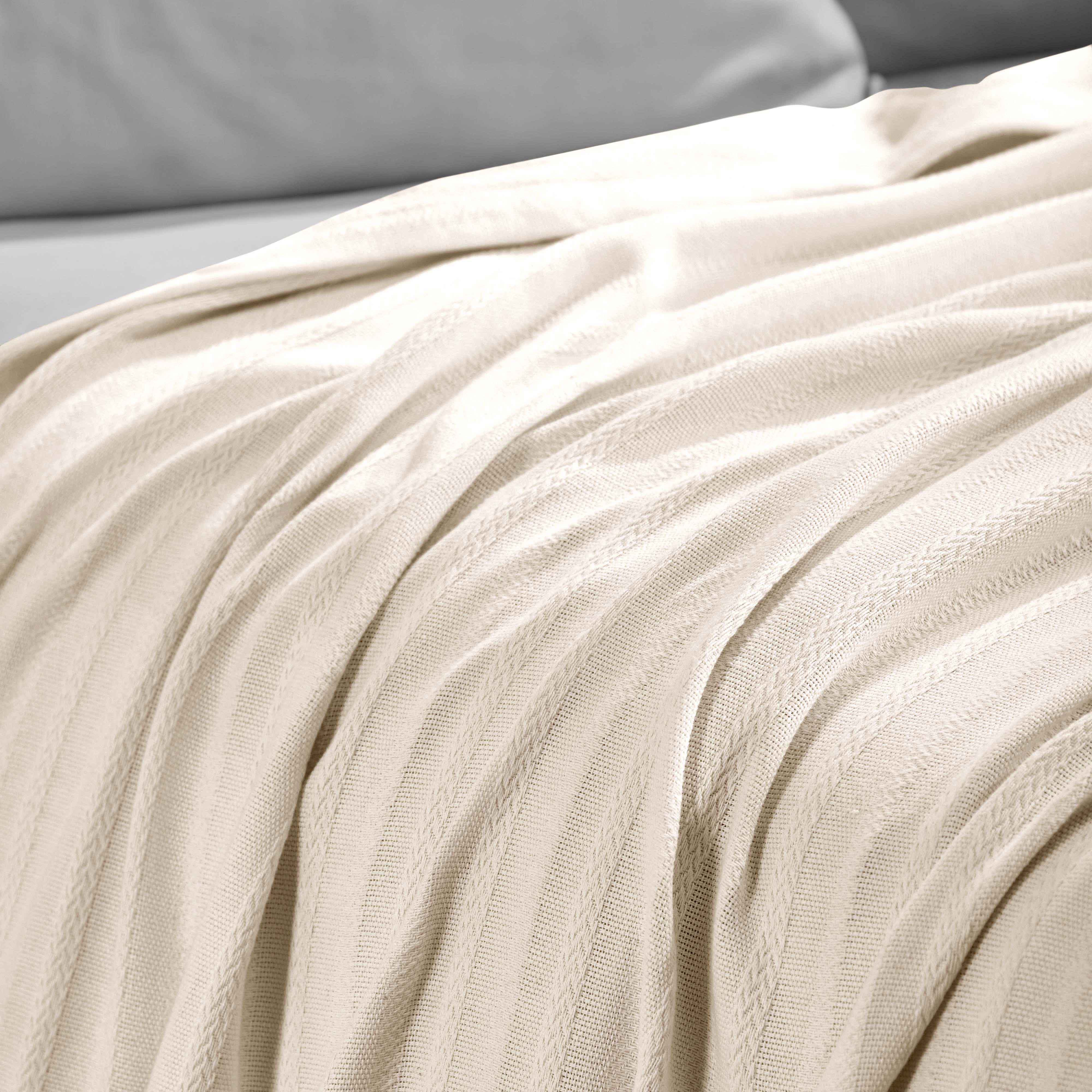 Soft Clara Cotton Textured Striped Lightweight Woven Blanket - Perfect for Sofa, Bed & Outdoor Picnics