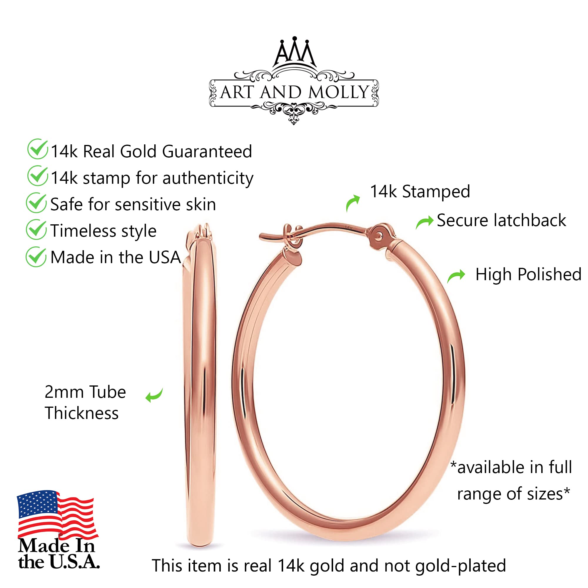 14K Gold Hoop Earrings for Women - 1 Inch Classic Circle Earrings - Dainty Everyday Jewelry for Work, Date Night & Special Occasions