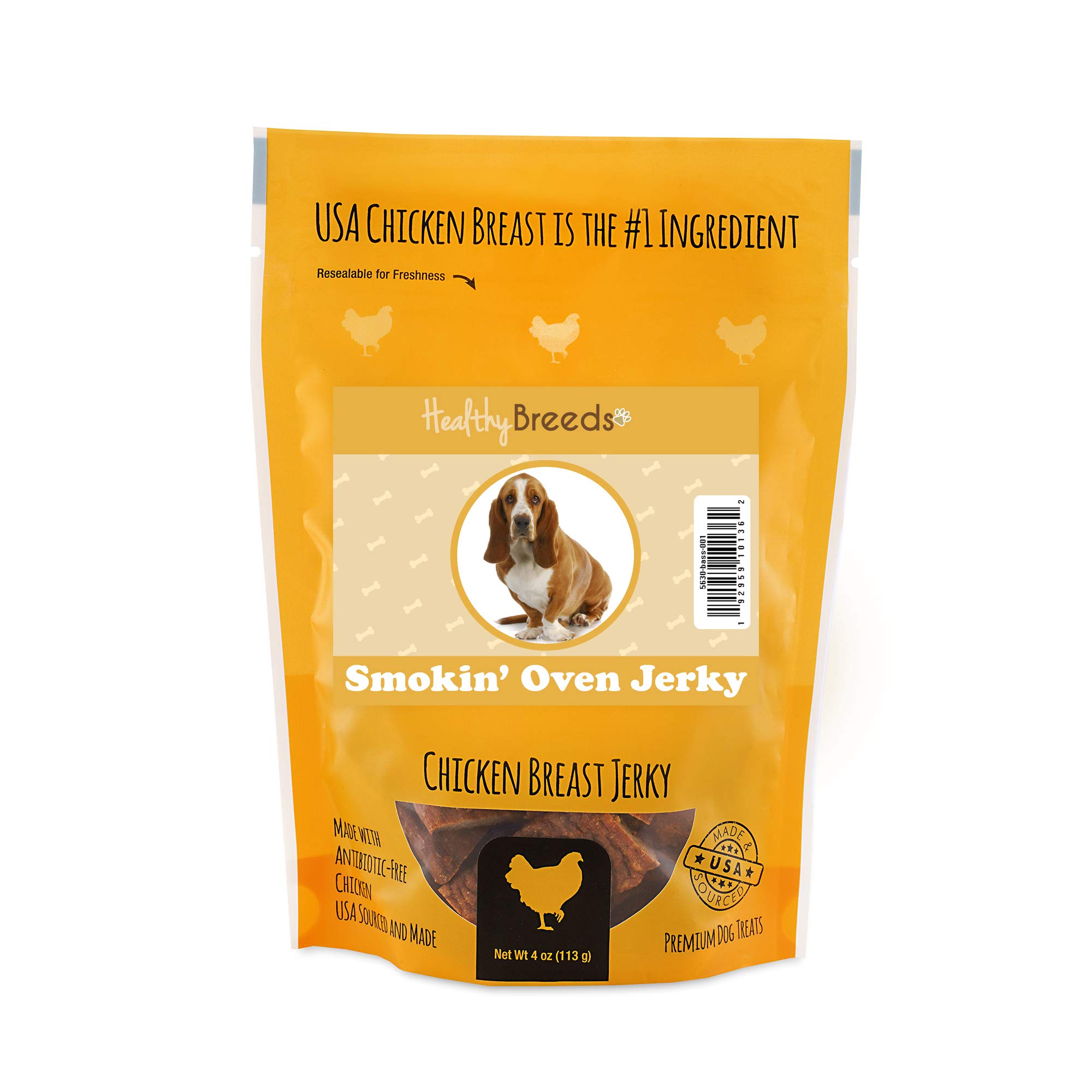 Healthy Breeds Smokin' Oven Chicken Breast Jerky Dog Treats 4 oz - All Natural, Grain Free, High Protein Training Snacks for Dogs of All Breeds - Perfect for Training, Rewards & Travel Treats
