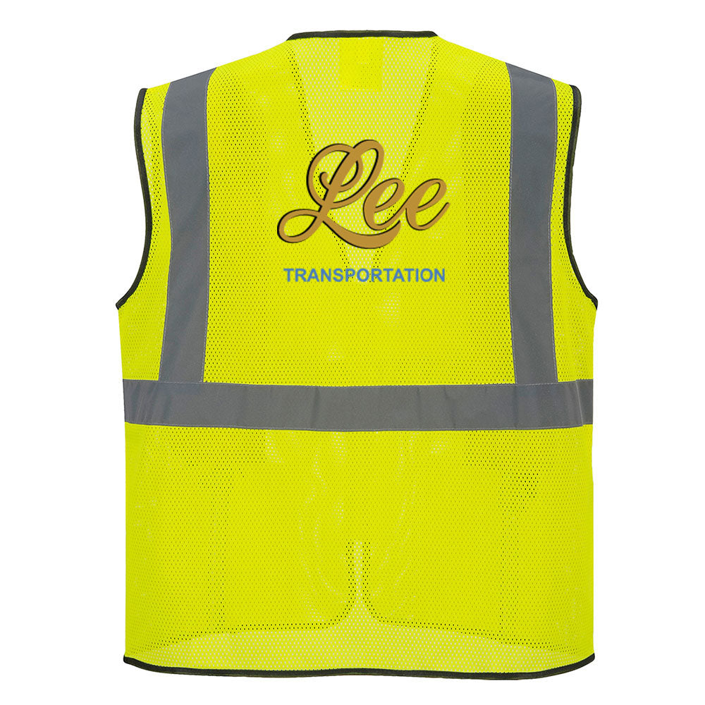 Lee Transportation Logo US380 Tampa Mesh Vest - High Visibility Safety Vest for Construction & Road Work - Reflective Work Vest for Truck Drivers & Warehouse Staff
