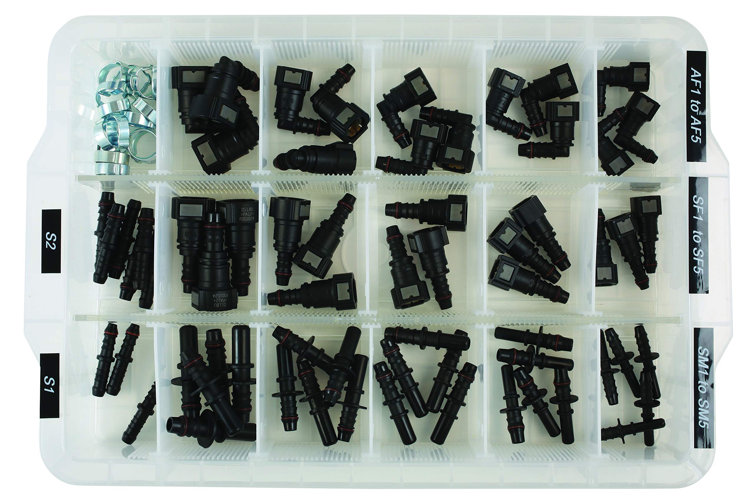 37199 Assorted Fuel & Pipe Connector Kit with Tools - Perfect for Automotive Repair, Plumbing & DIY Projects