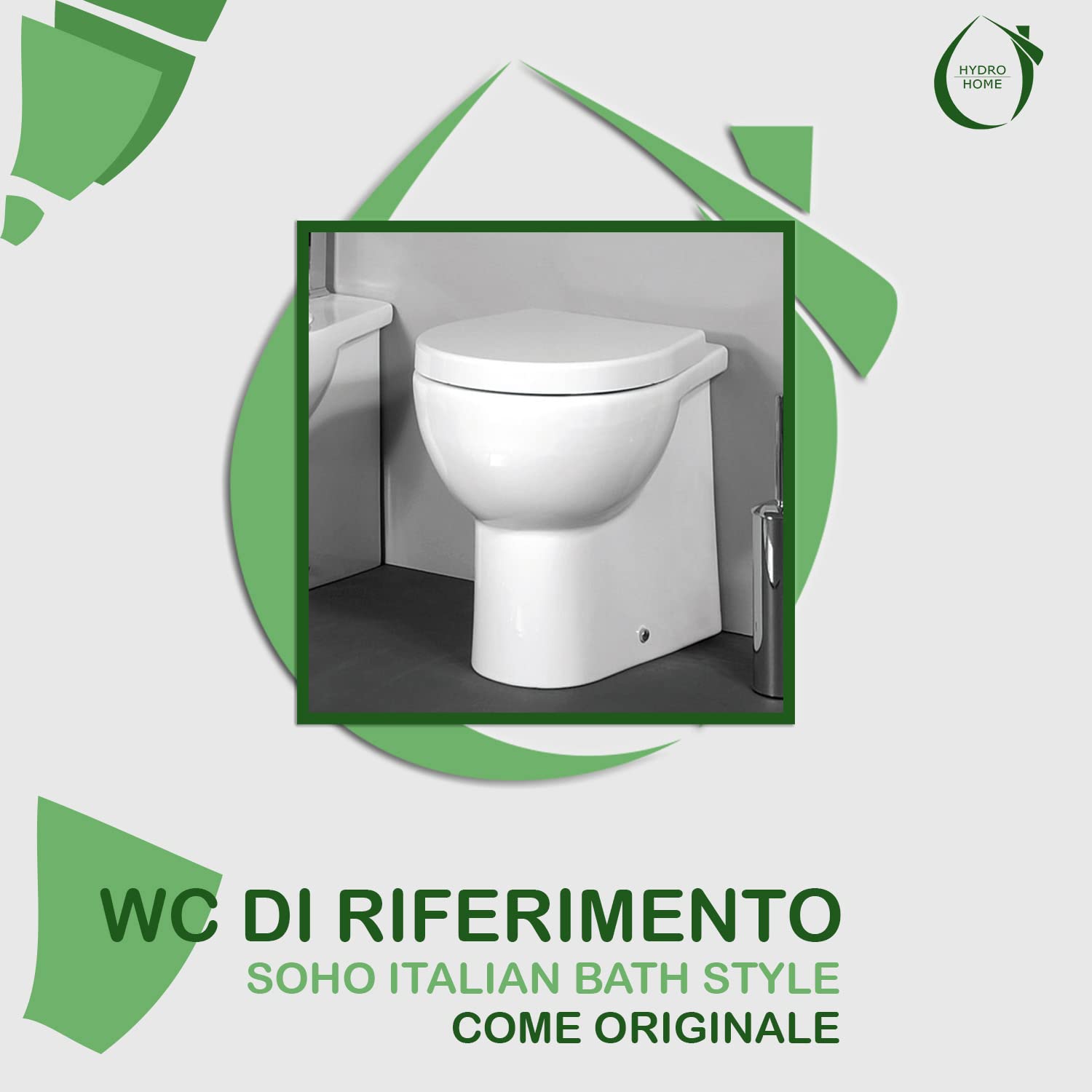 Hydro Home Soft Close White Soho Italian Bath Style Elongated Toilet Seat with Lid - Durable & Comfortable for Modern Bathrooms, Perfect for Home & Hotel Use