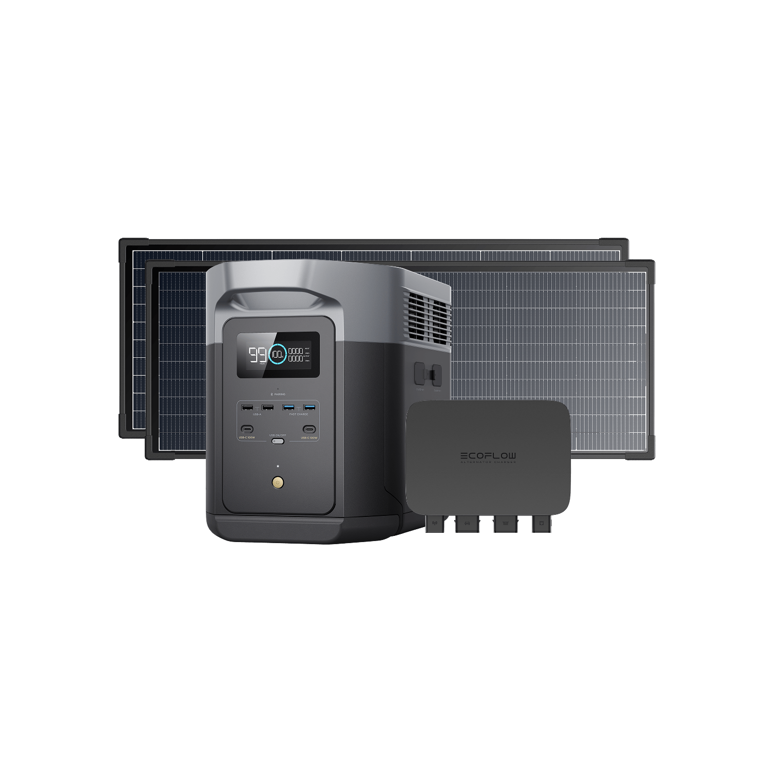 EcoFlow DELTA 2 Max Portable Power Station with 2x130W Solar Panels & 800W Car Charger - Perfect for Camping, RV Trips, and Emergency Power Backup