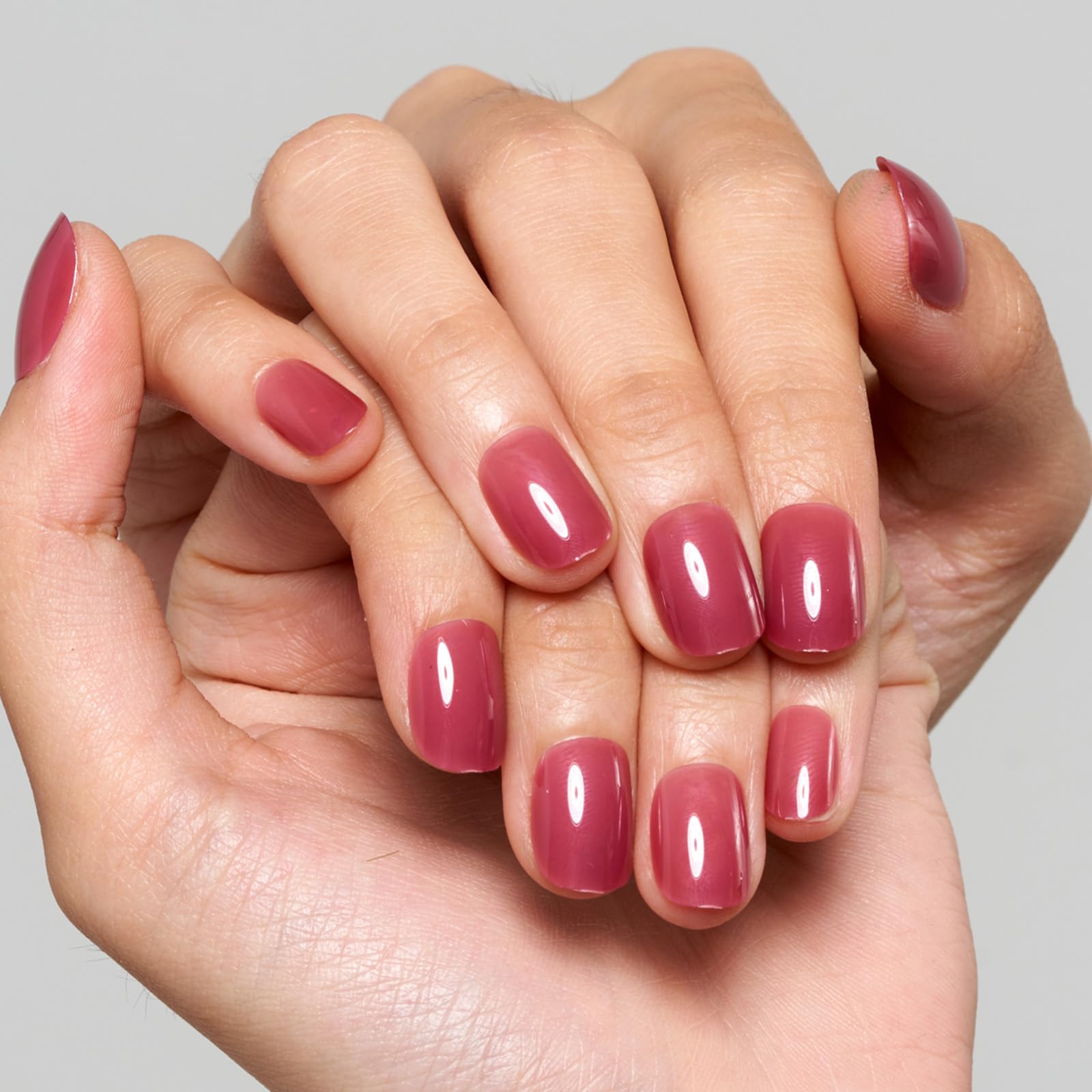 GLAMERMAID 24Pcs Short Squoval Press On Nails - Brick Red Jelly Gel Fake Nails with Glossy UV Finish, Reusable Acrylic False Nails for Women | Perfect for Spring Summer Manicure, Parties, Weddings & Daily Wear