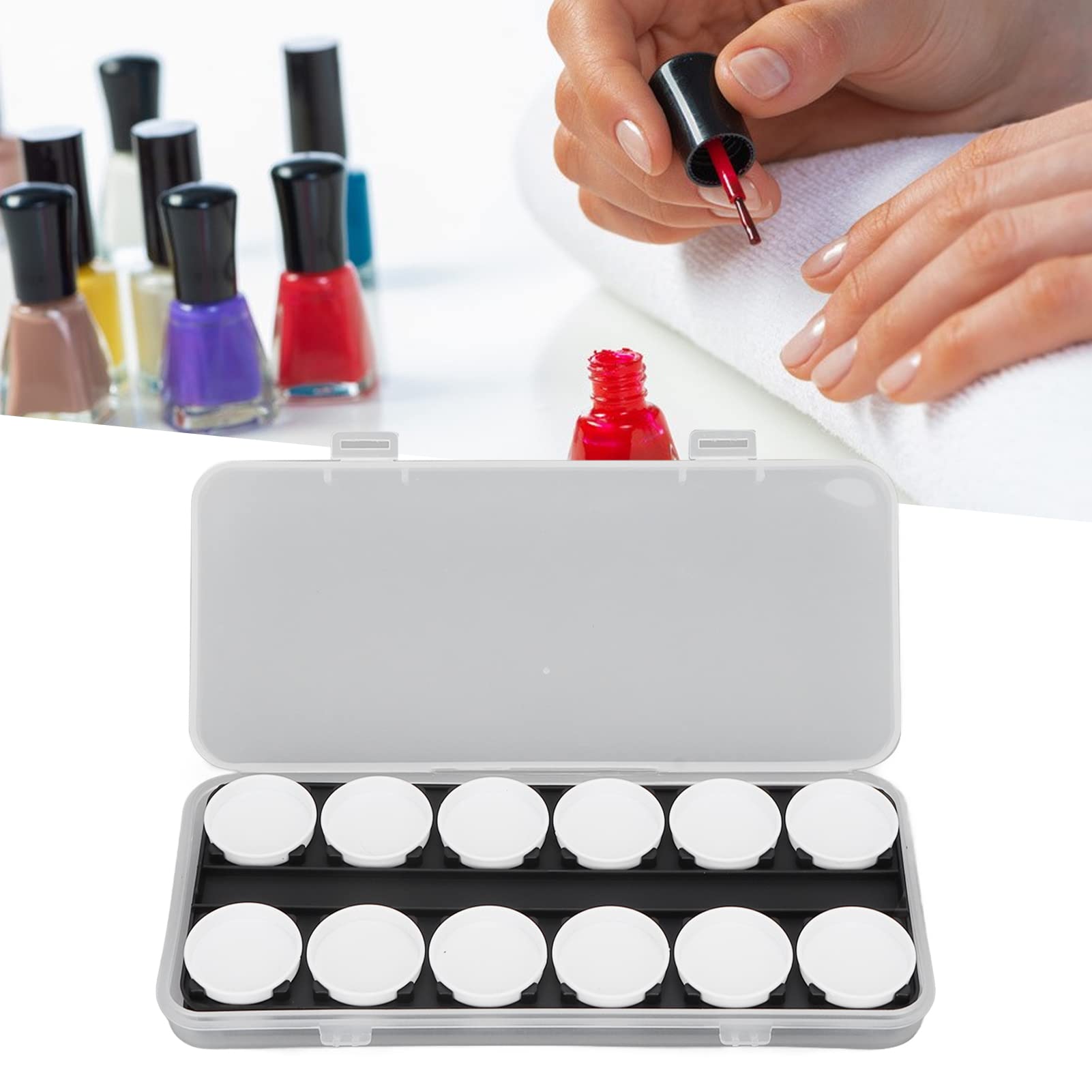 24 Grid Nail Paint Mixing Palette - Portable Nail Art Tool for Beginners & Professionals - Home & Salon Use