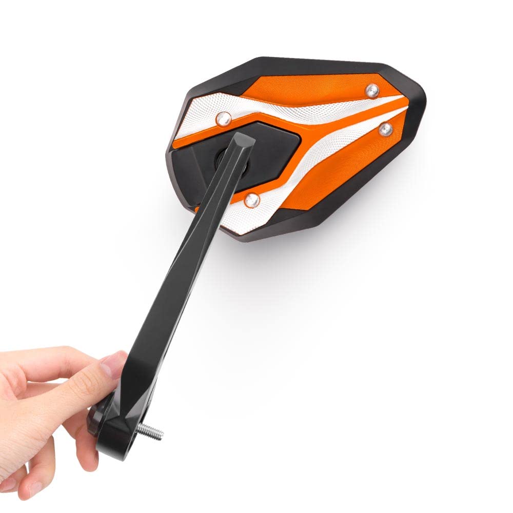 KiWAV ViperII Orange Motorcycle Bar End Mirrors - Compatible with Triumph Water-Cooled Bikes | Durable & Vibrant Safety Upgrade for Street & Cruiser Motorcycles