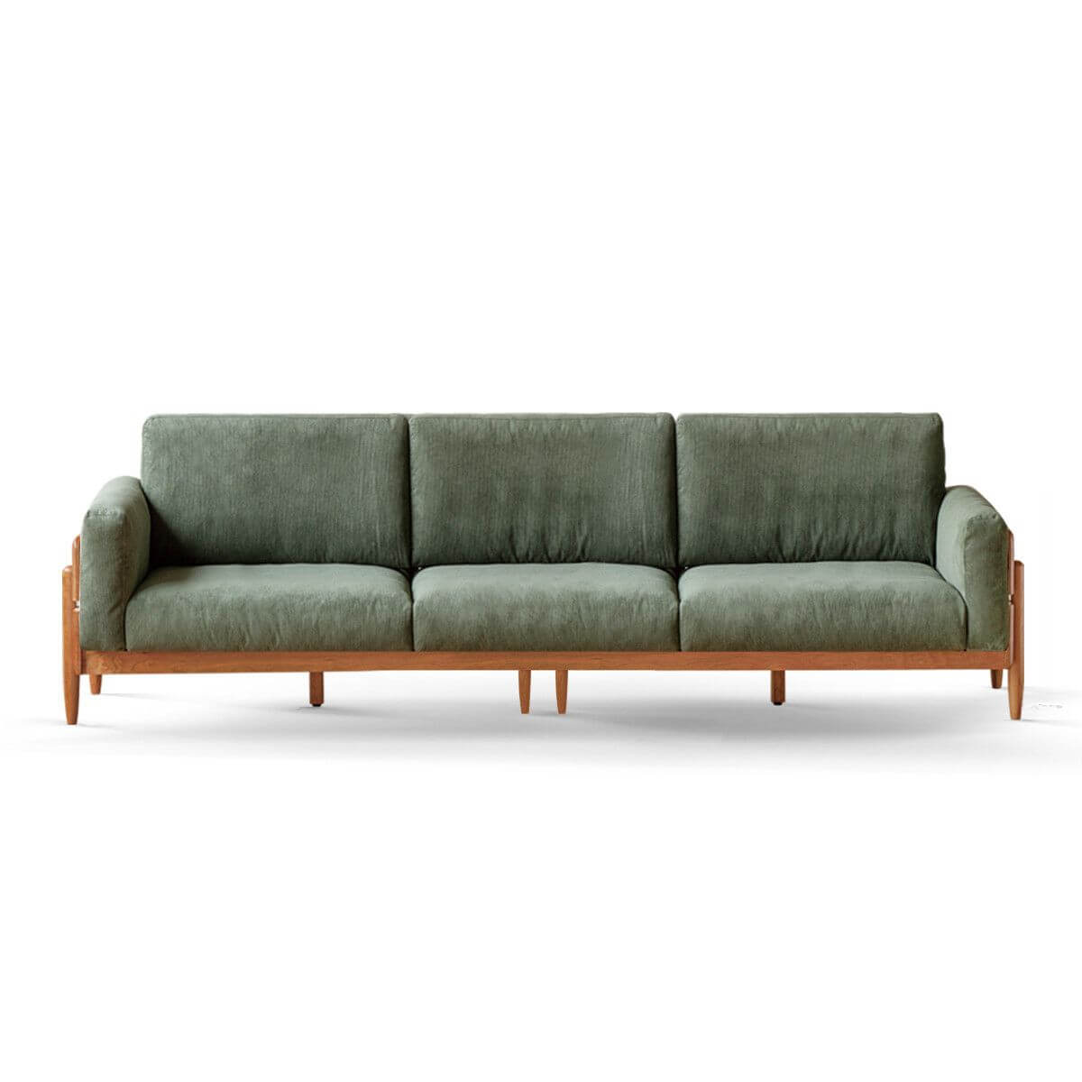 Minimalist 3-Seater Sofa in White, Olive Green & Sepia - Modern Solid Color Couch for Living Room, Lounge & Office