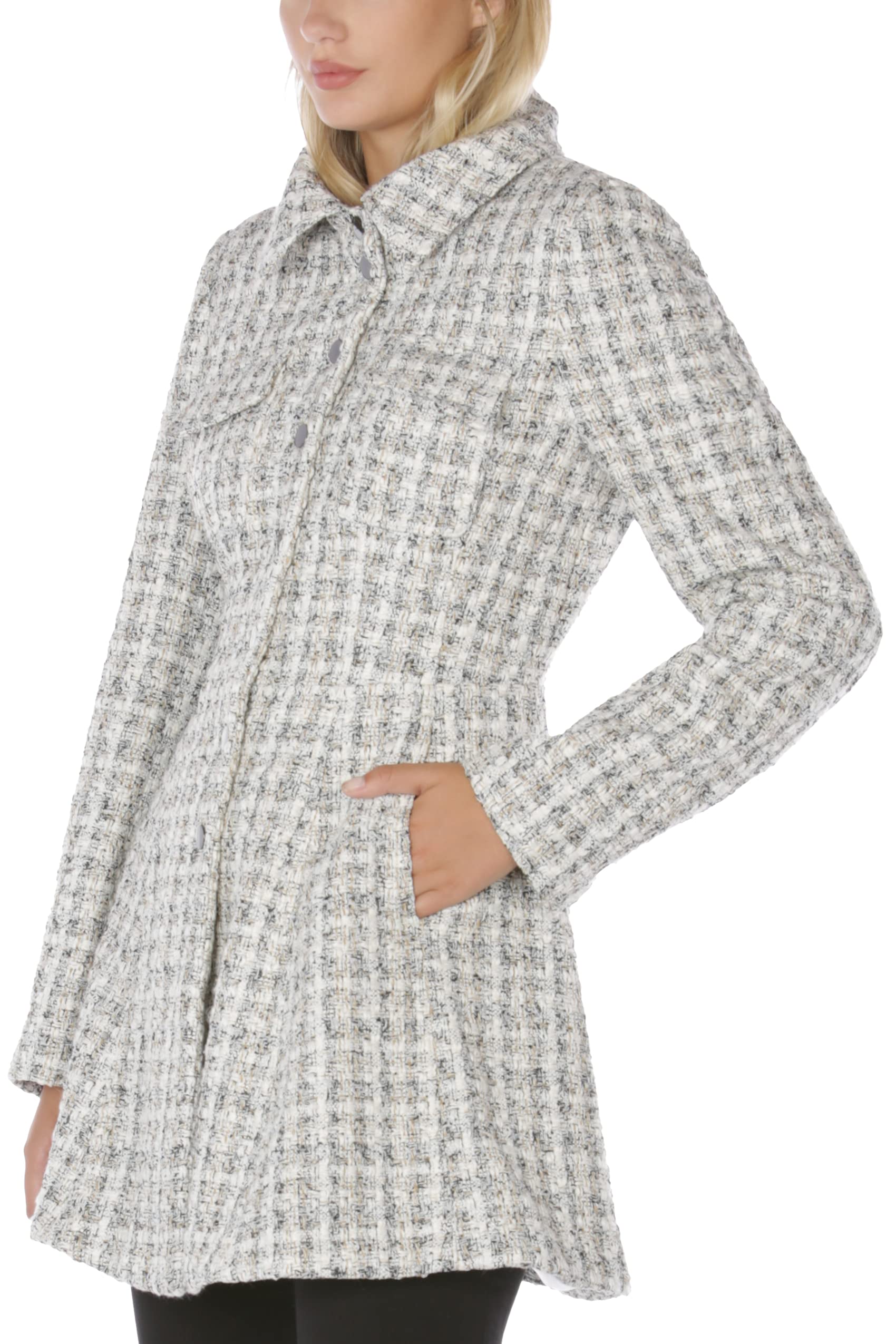 Shelli Segal Women's Fit and Flare Plaid Jacket - Stylish Casual Outerwear for Fall & Winter | Perfect for Office, Date Night & Weekend Outings