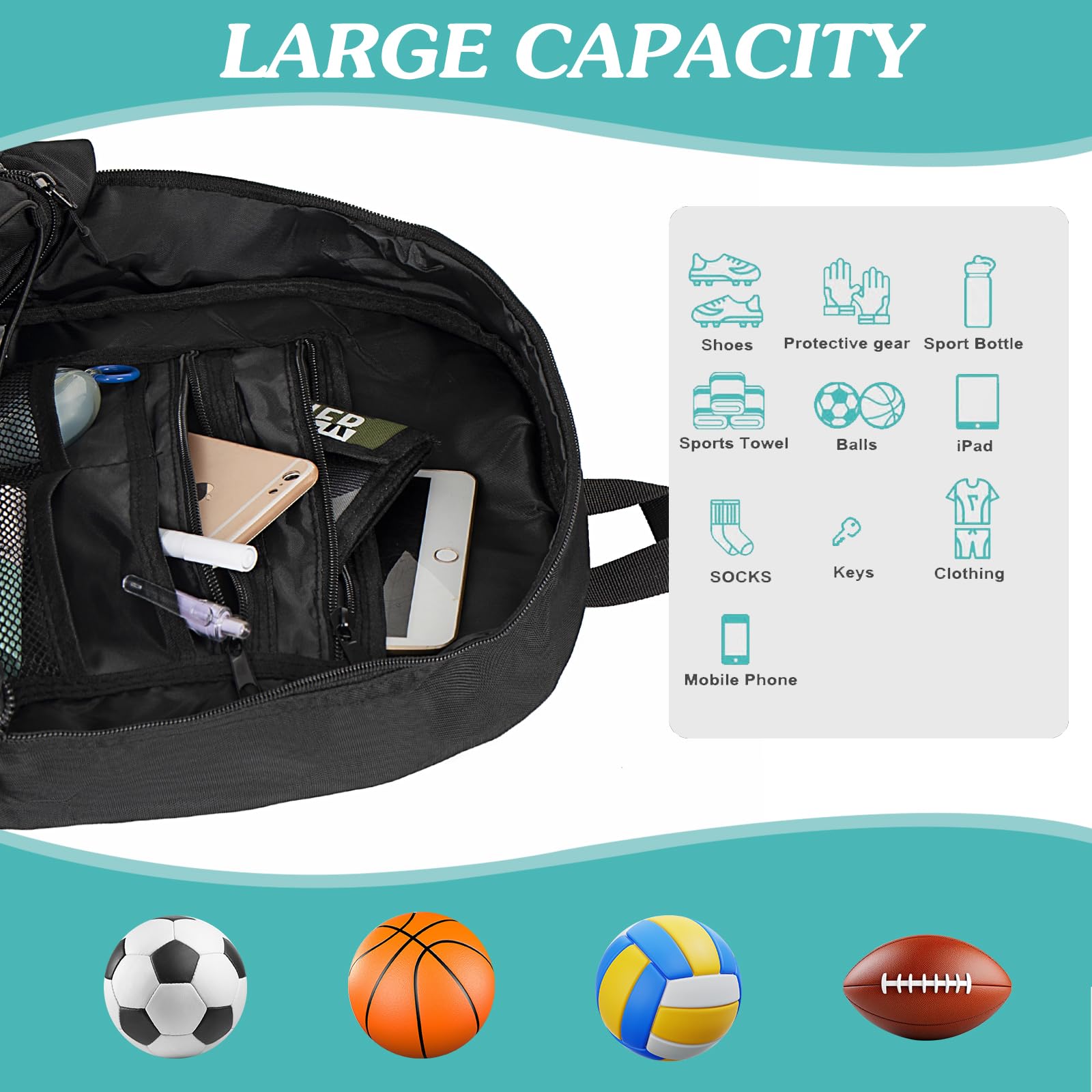 WOLT Youth Soccer Backpack with Shoe & Ball Compartments for Sports Training