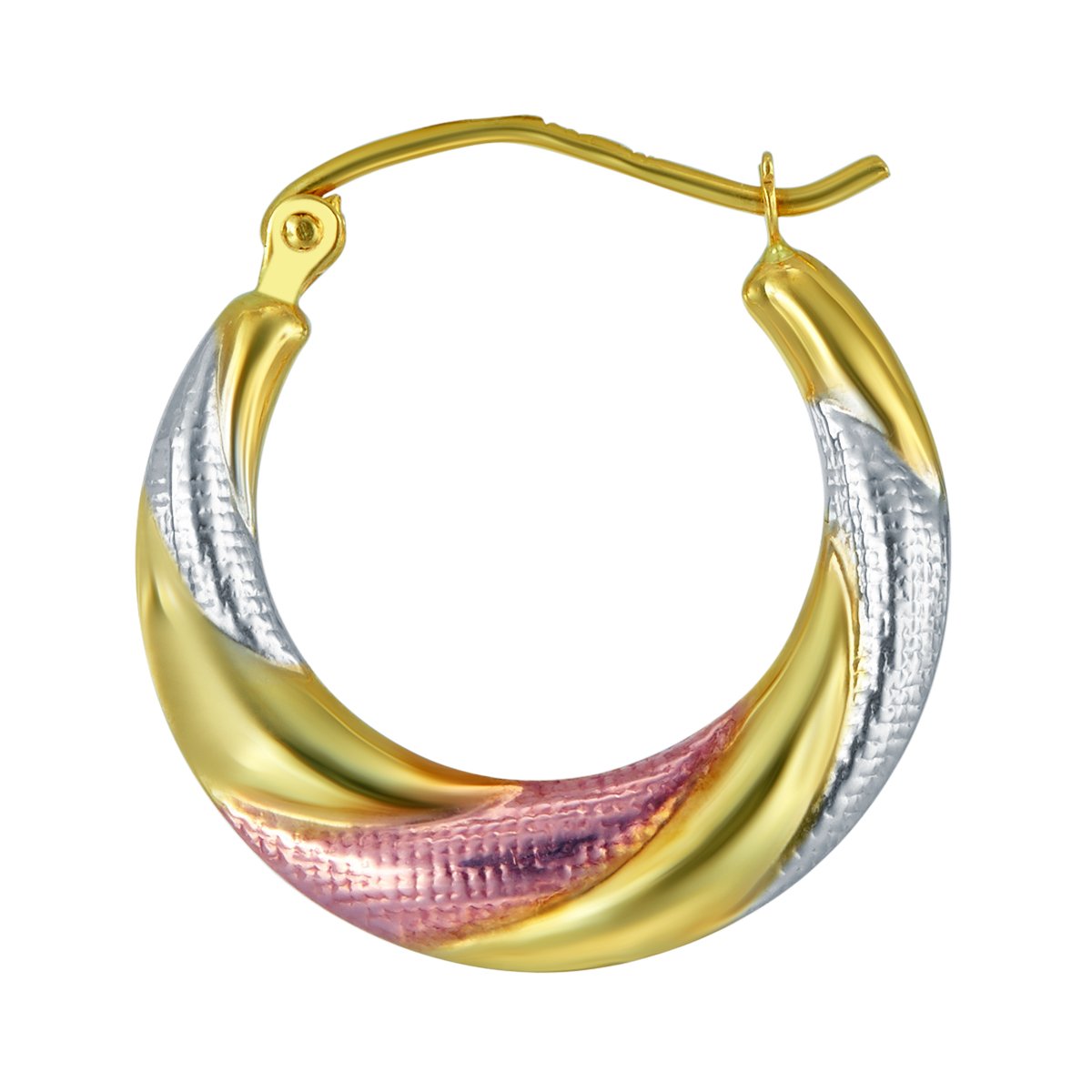 14K Tri-Color Gold Twist Hoop Earrings for Women - 20mm Fancy Dangle Earrings - Elegant Jewelry Gift for Birthday, Anniversary & Special Occasions