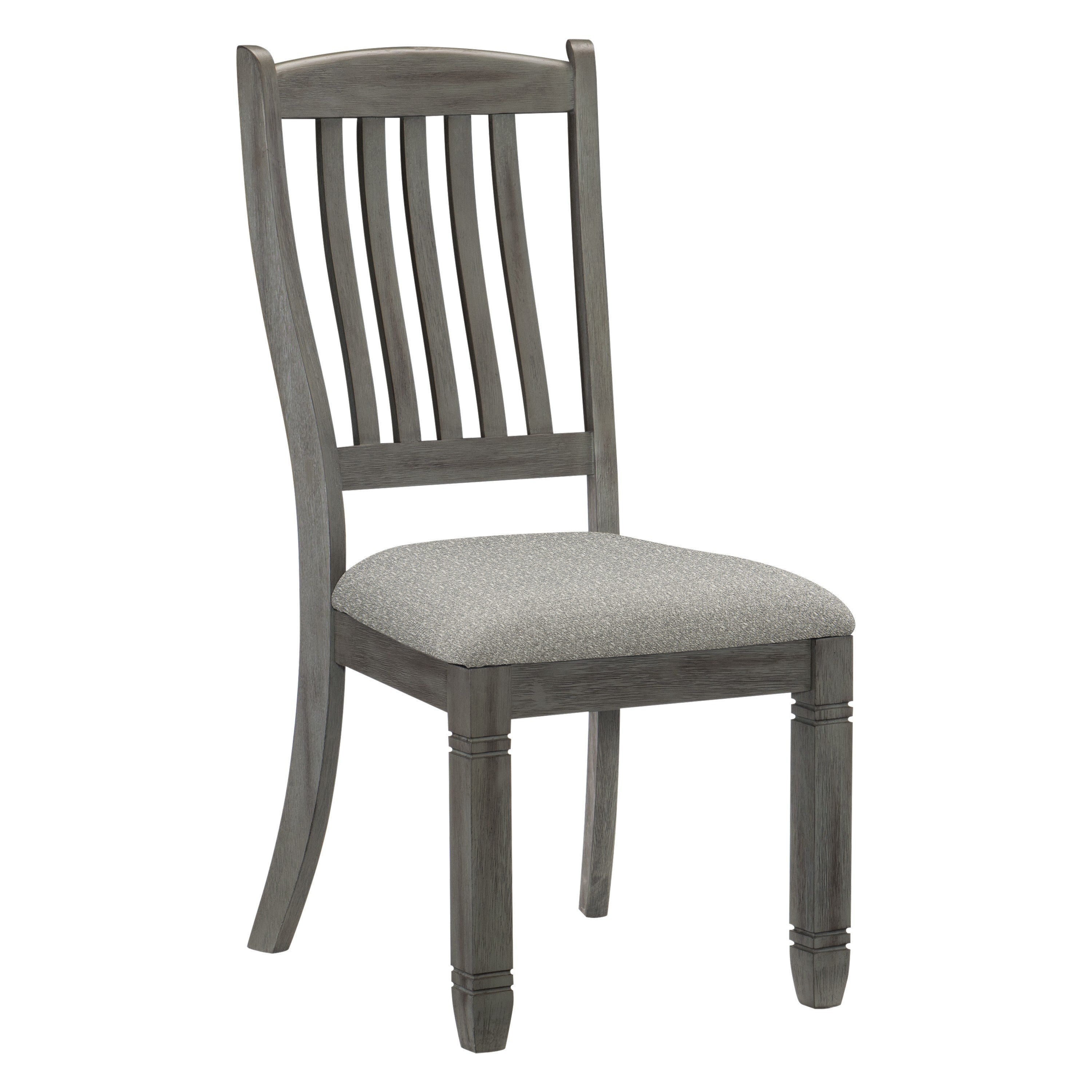 Antique Gray Wood Frame Fabric Upholstered Side Chairs Set of 2 - Casual Dining Height Accent Chairs for Kitchen, Breakfast Nook, and Small Space Decor
