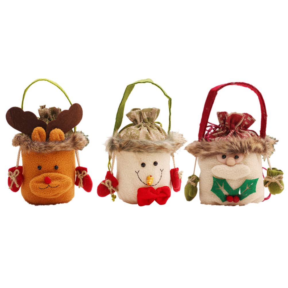 Artibetter 3-Piece Christmas Gift Bags Set - Snowman Reindeer Santa Drawstring Tote Bags for Holiday Presents, Party Favors & Nativity Decorations | Perfect for Christmas Parties, Gift Exchanges & Festive Home Decor