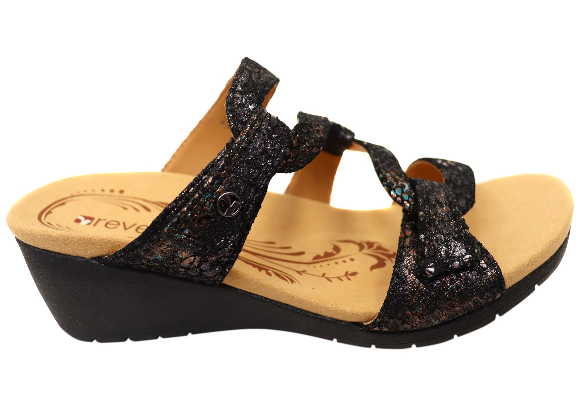 Revere Women's Sofia Wedge Sandals - Comfortable Leather Slides with Arch Support for Walking, Travel & Casual Wear