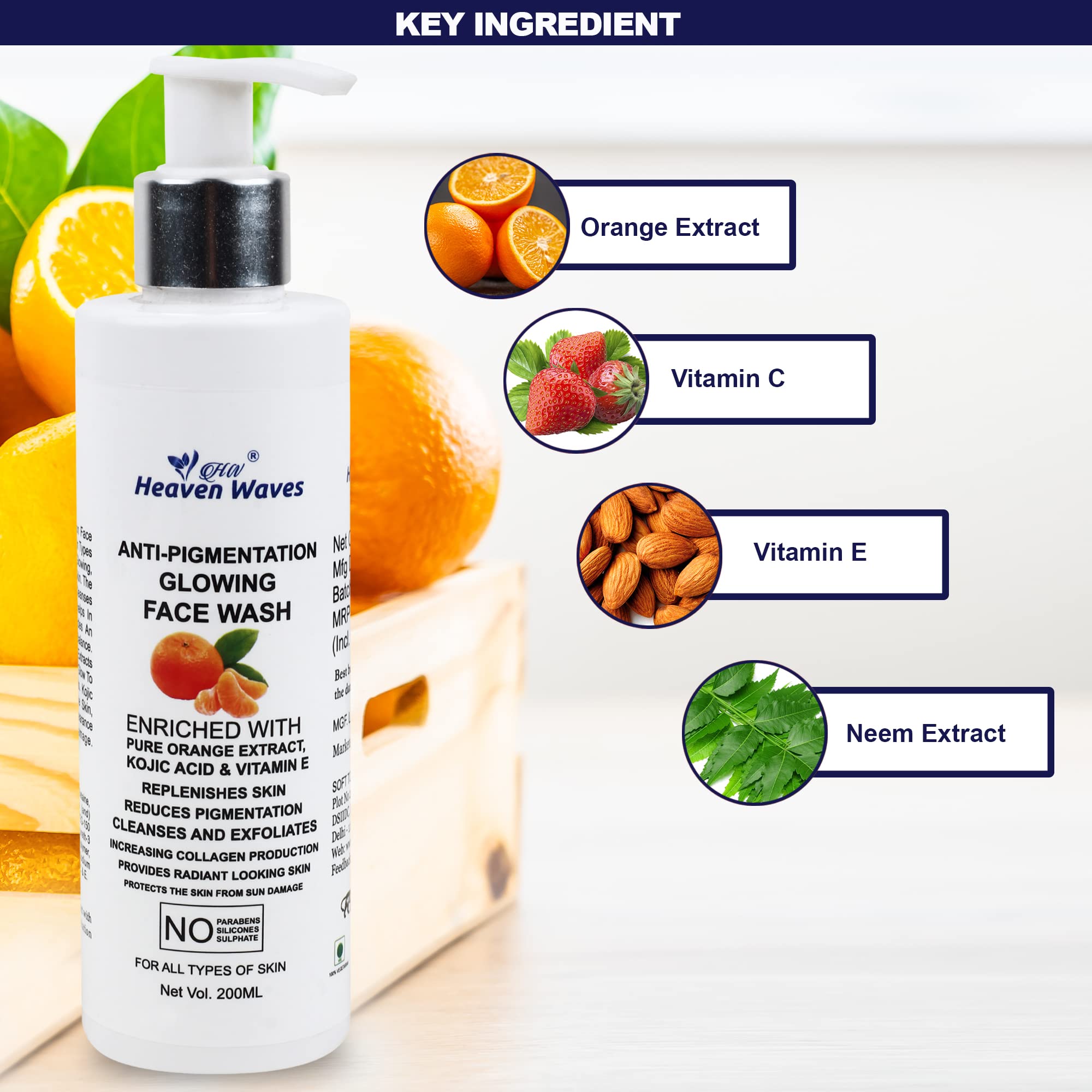 Heaven Waves Anti-Pigmentation Face Wash 200ml - Brightening Cleanser for Dark Spots & Uneven Skin Tone | Perfect for Daily Skincare Routine & Acne-Prone Skin