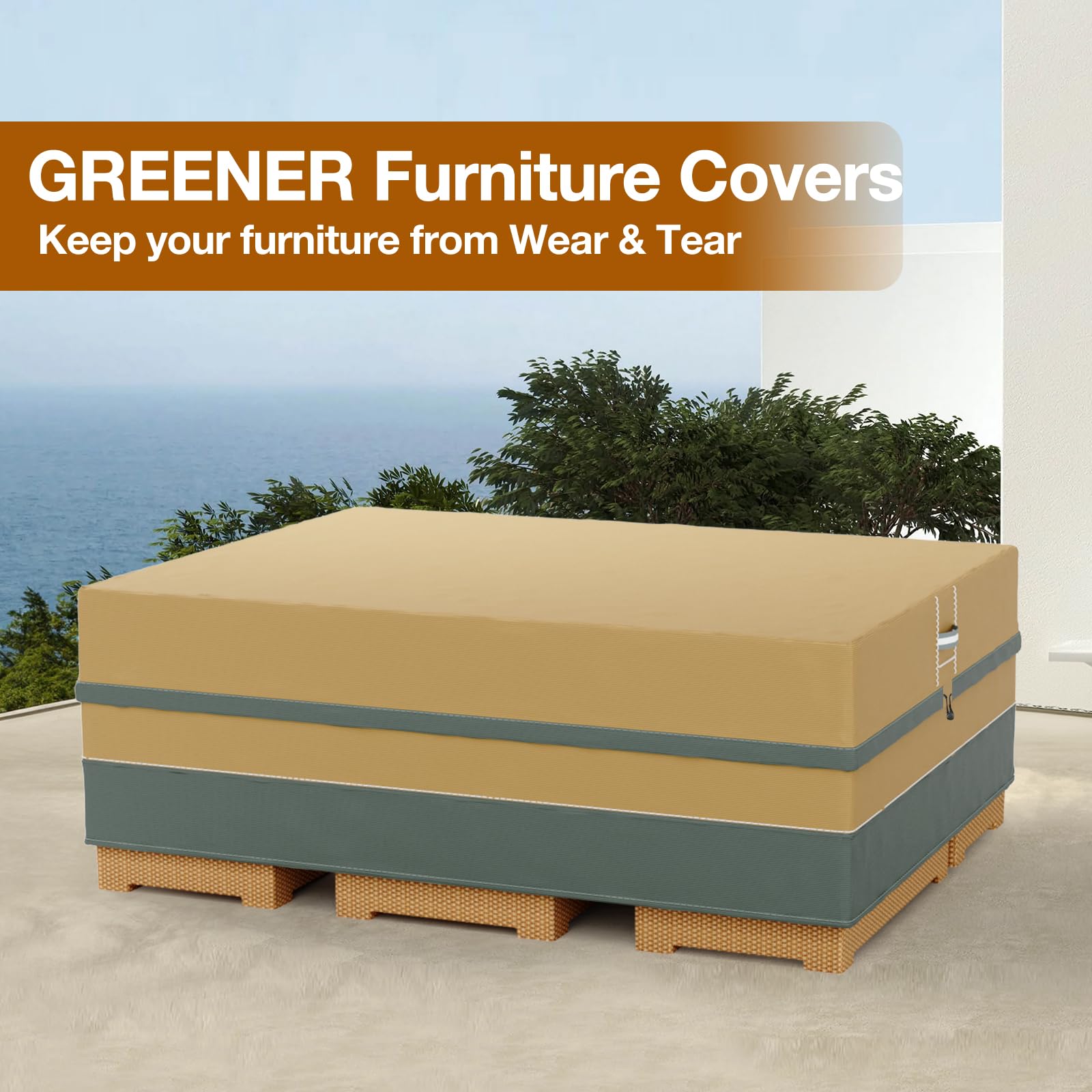 Waterproof Windproof Patio Furniture Covers Outdoor Table Cover 124