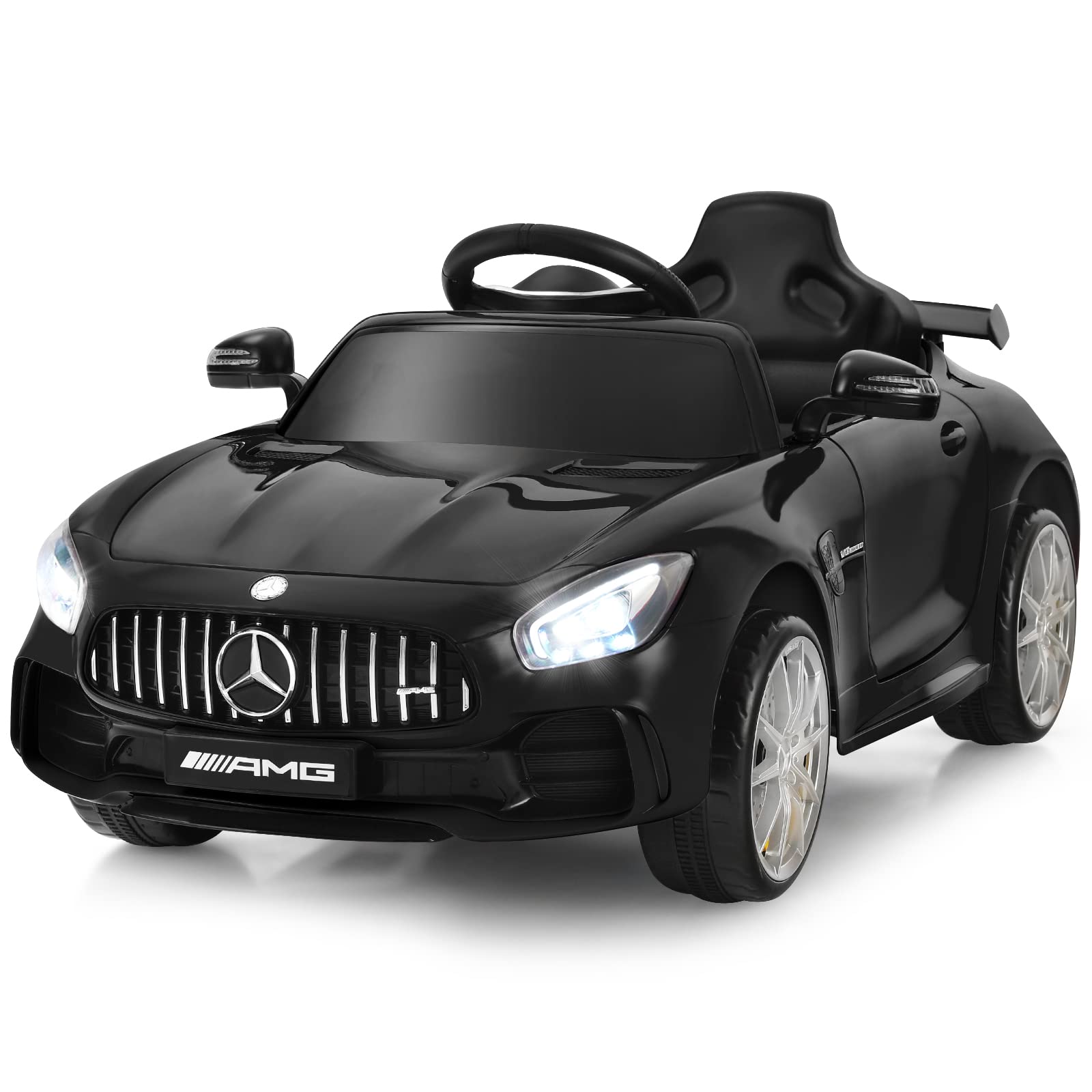 **Costzon 12V Licensed Mercedes Benz GTR Kids Electric Ride-On Car – Remote Control, Music, Lights, USB, Wheel Suspension – Battery-Powered Toy Vehicle for Boys & Girls (Black) – Perfect for Outdoor Play, Birthday Gifts & Pretend Driving Fun**