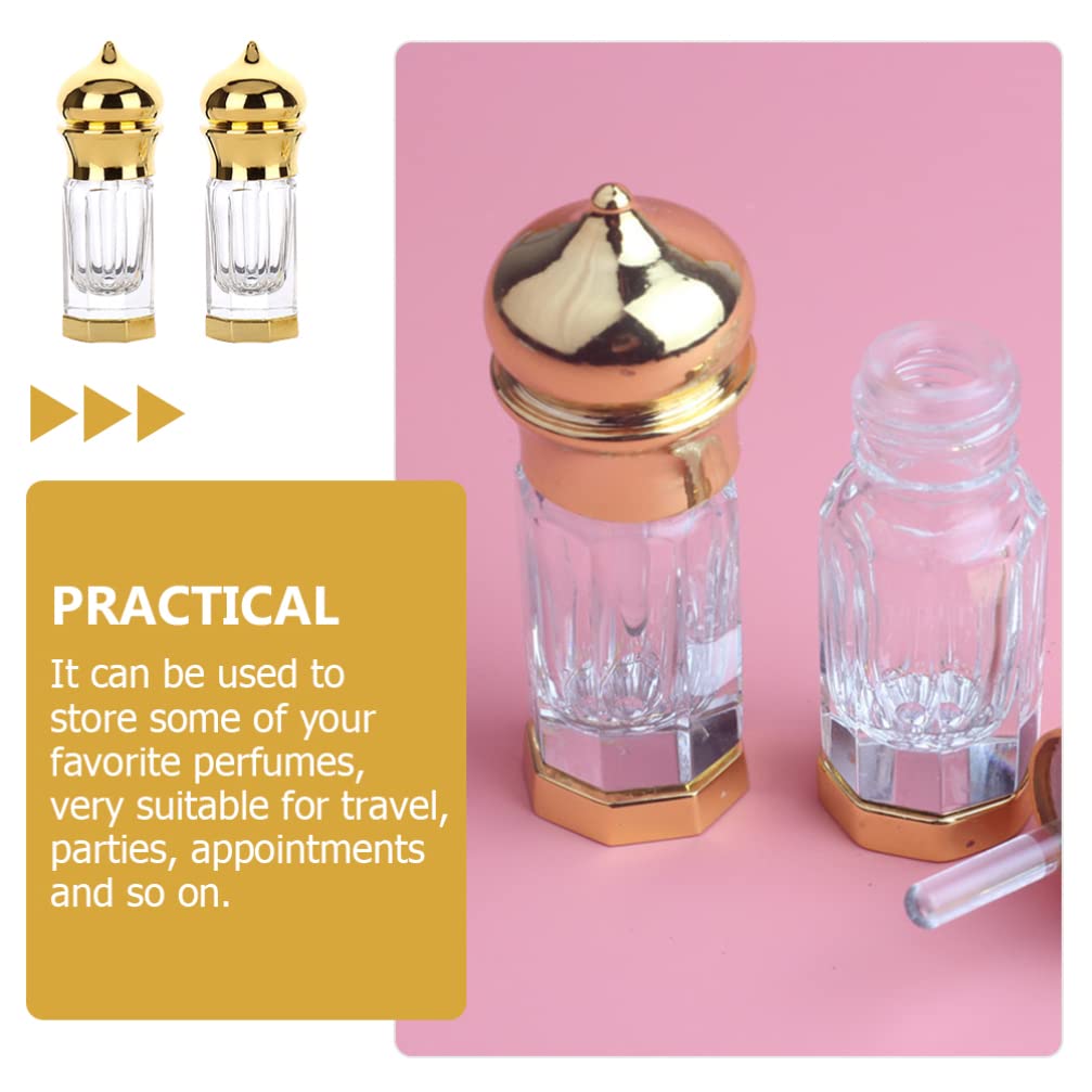 EXCLUZO 2-Pack 3ML Portable Refillable Fine Mist Spray Bottles - Travel Size Empty Perfume & Essential Oil Atomizer - Golden (Perfect for DIY Beauty, Aromatherapy & On-The-Go Use)