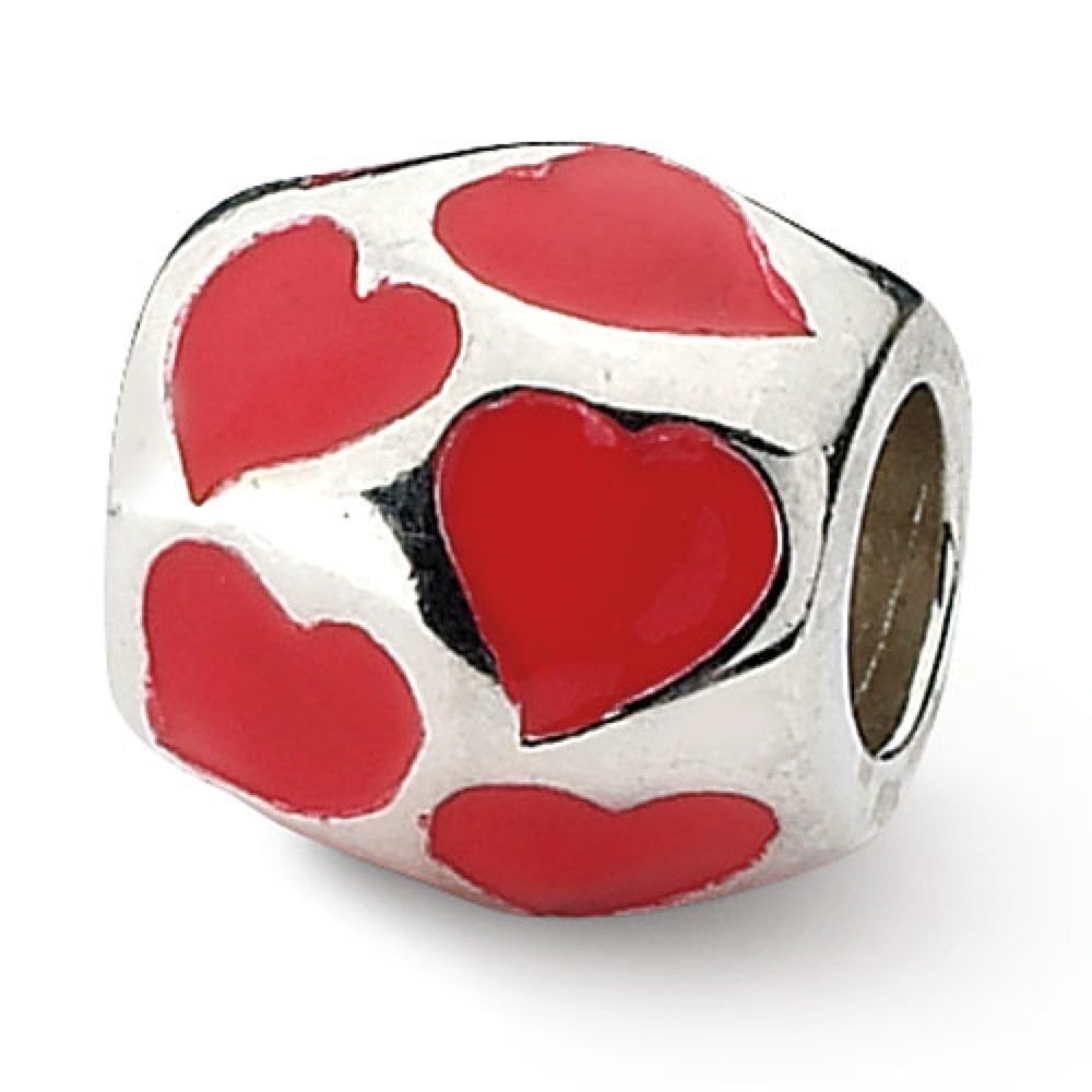 Sterling Silver Red Enamel Heart Beads for Jewelry Making - Perfect for Necklaces, Bracelets & DIY Craft Projects