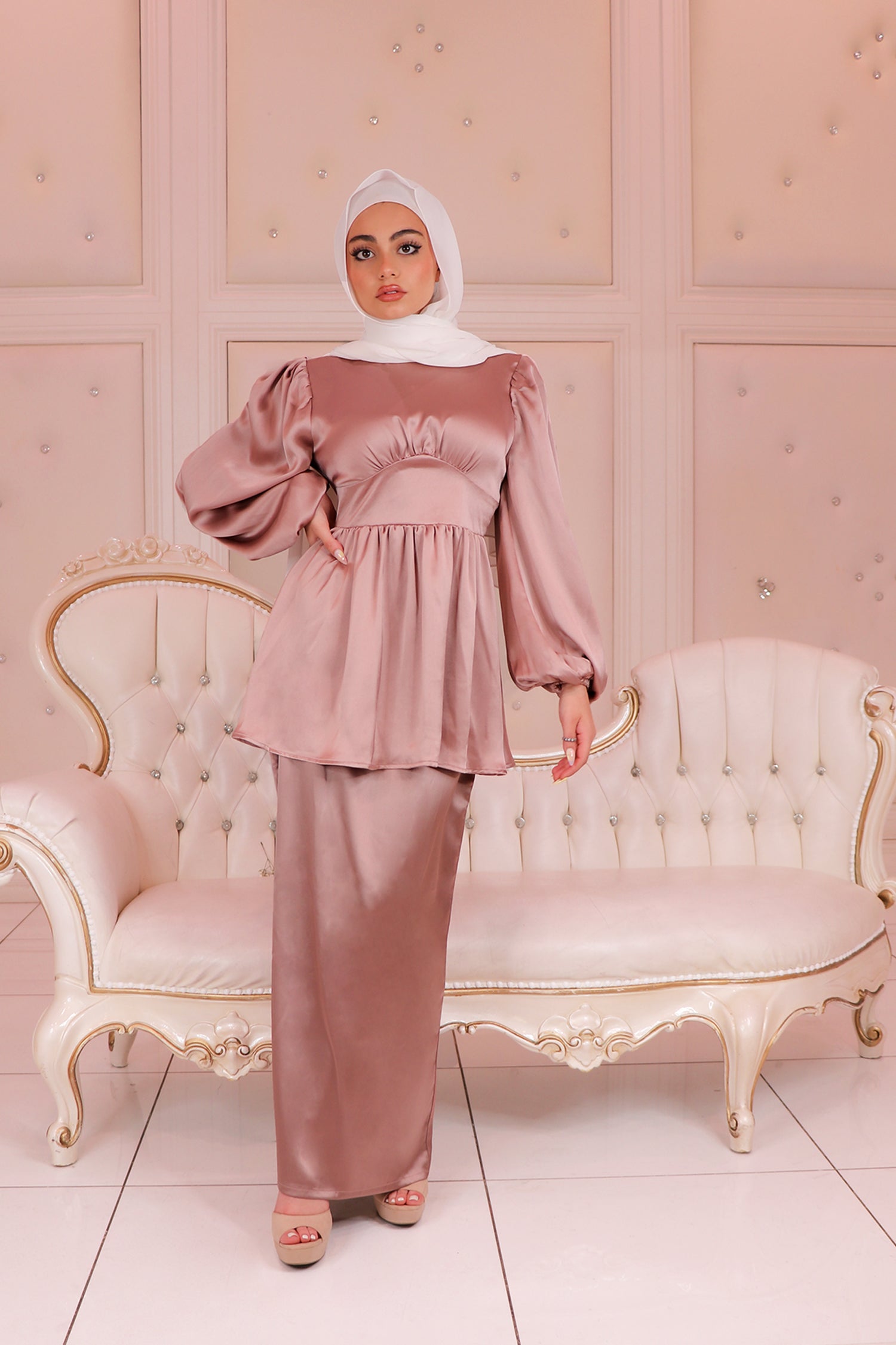Mia Women's Satin Blouse Dusty Rose - Elegant Casual & Party Wear for Date Nights and Office Outfits