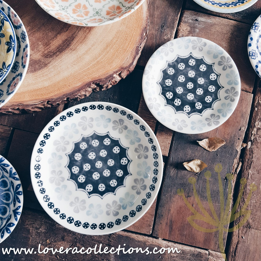 **50% Off + Buy 1 Get 1 Free - Awasaka Japan Floral Print Condiment Dishes & Dessert Plates Set - Perfect for Sushi, Salads, and Party Serving**