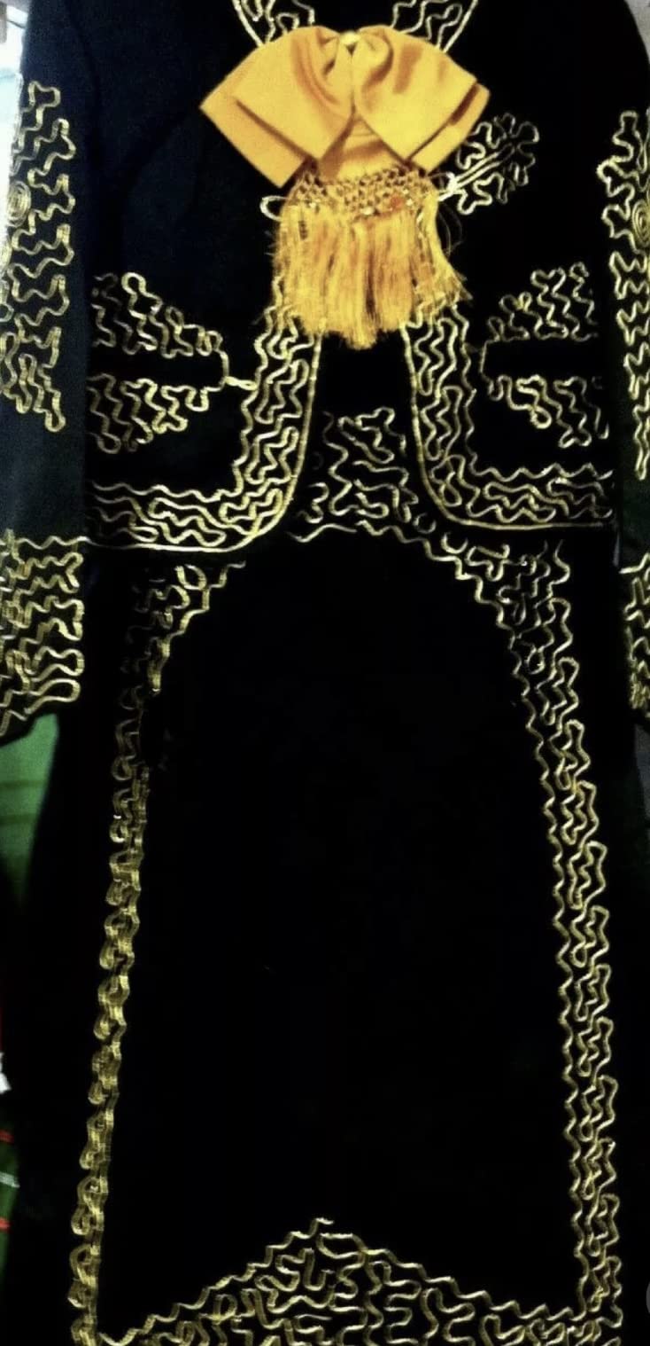 Mexican Mariachi Charro Dress for Women - Traditional Folklorico Costume for Cinco de Mayo Fiesta & Dance Performances - Elegant Black & Gold Outfit - Perfect for Hispanic Heritage Celebrations, Cultural Events, and Stage Performances