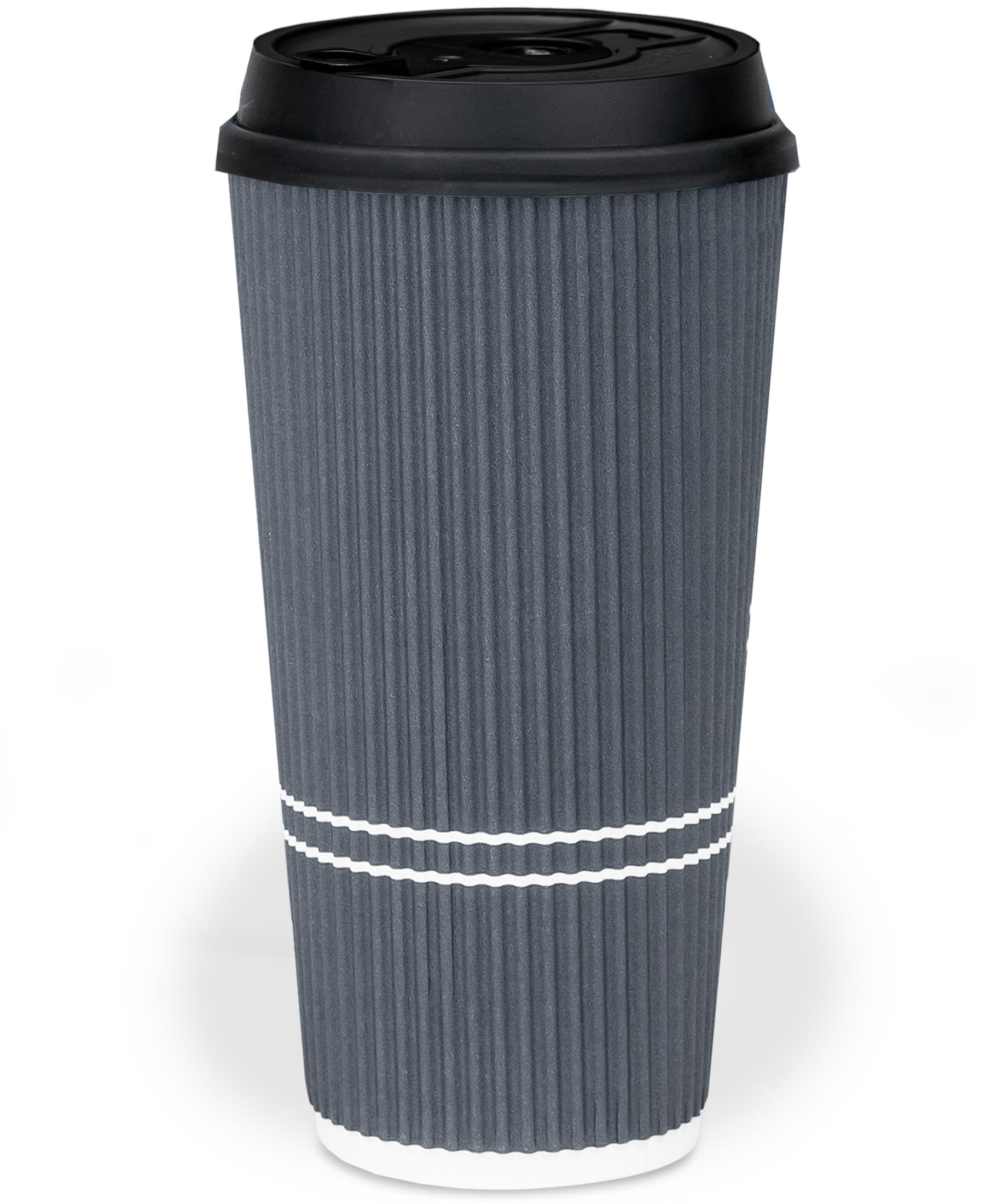 22 oz Disposable Coffee Cups with Lids - Insulated Travel To-Go Paper Cups for Hot & Cold Beverages, No Sleeve Needed (25 Pack, Dusk Grey) - Perfect for Office, Commuting, Road Trips and Outdoor Adventures