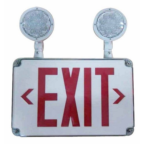 Morris 73456 Red LED Wet Location Combo Exit & Emergency Sign with Battery Backup - Ideal for Commercial Buildings, Warehouses & Public Safety Areas